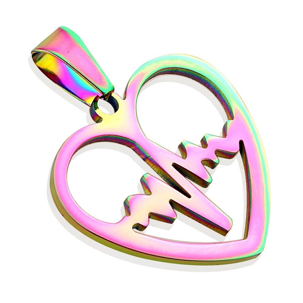 BUNGSA Herzanhänger Кулон Herzschlag Silber aus Edelstahl Unisex (1-tlg), Pendant Halsketten