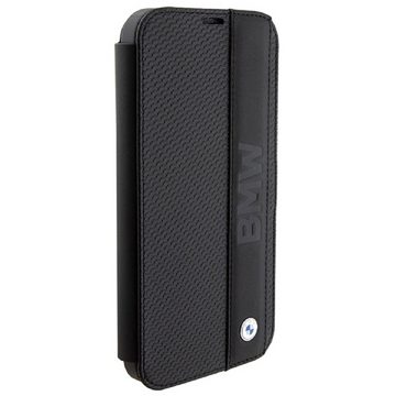 BMW Handyhülle Bookcase iPhone 15 Pro Max Echtleder schwarz aufstellbar 6,7 Zoll, Kantenschutz