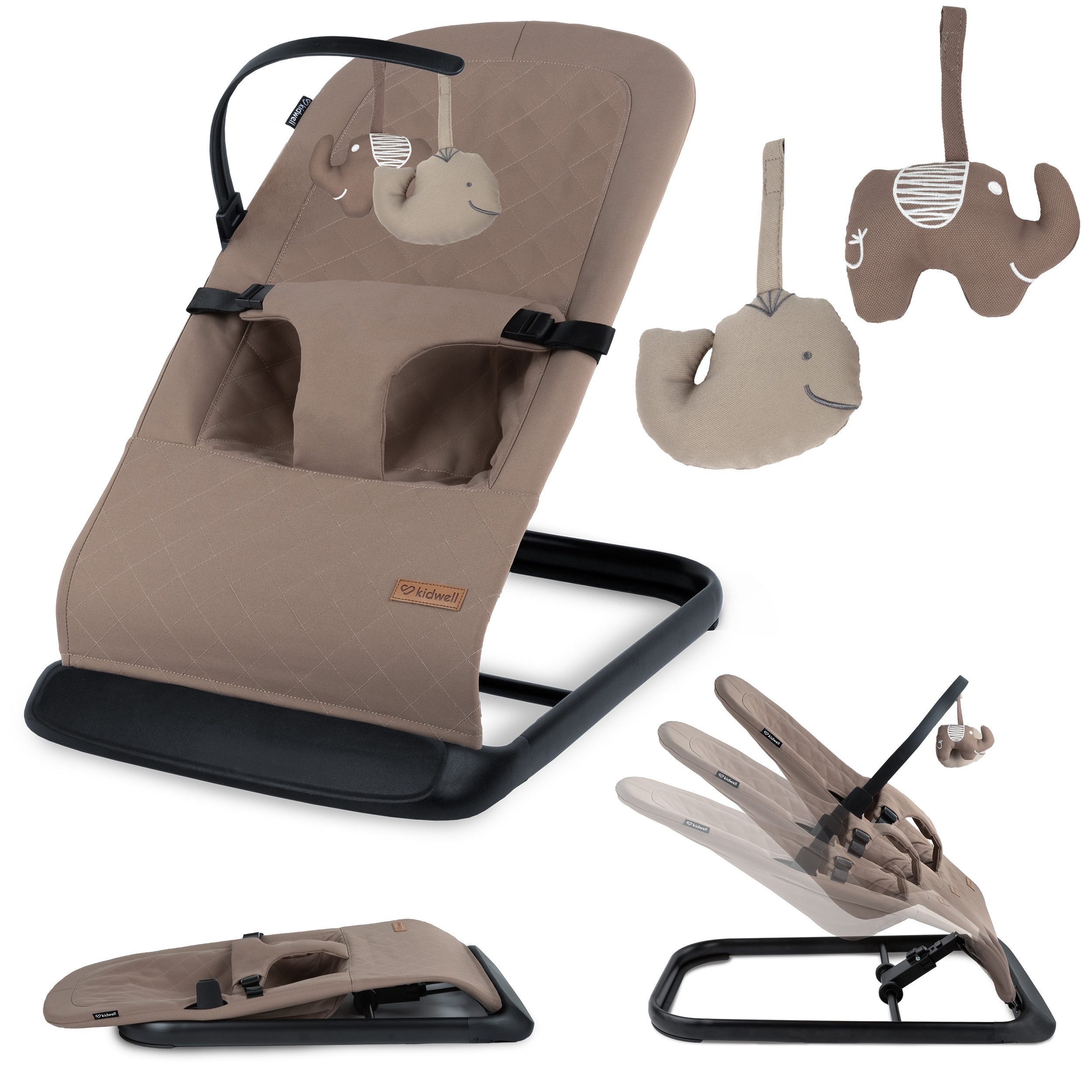COIL Babywippe Baby Bouncer, Babyschaukel, Schaukelstuhl, 3-Stufen-Verstellung, Anti-Rutsch-Elemente, ergonomische Polsterung