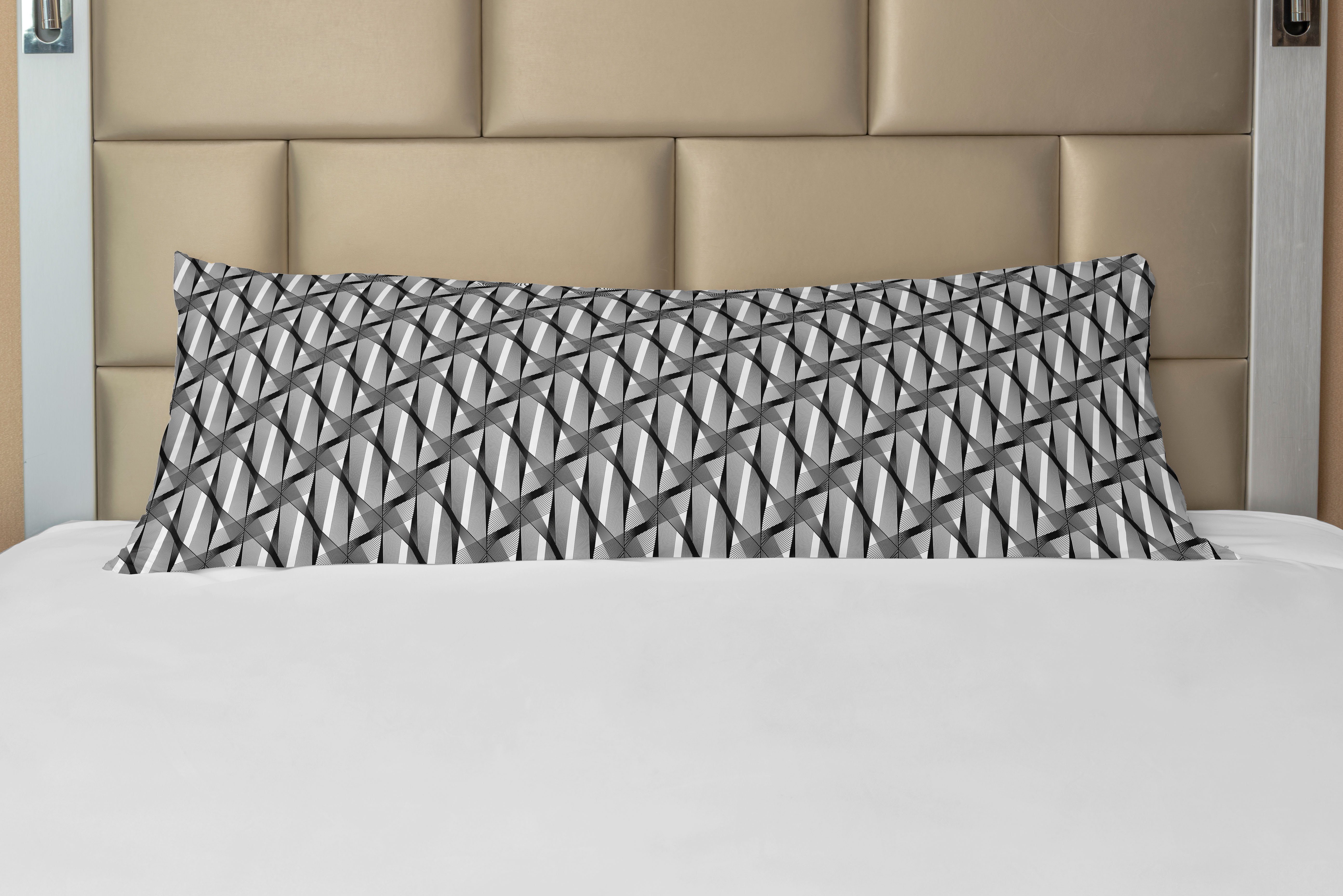 Seitenschläferkissenbezug Deko-Akzent Langer Kissenbezug, Abakuhaus, Abstrakt Monotone Greyscale Shapes