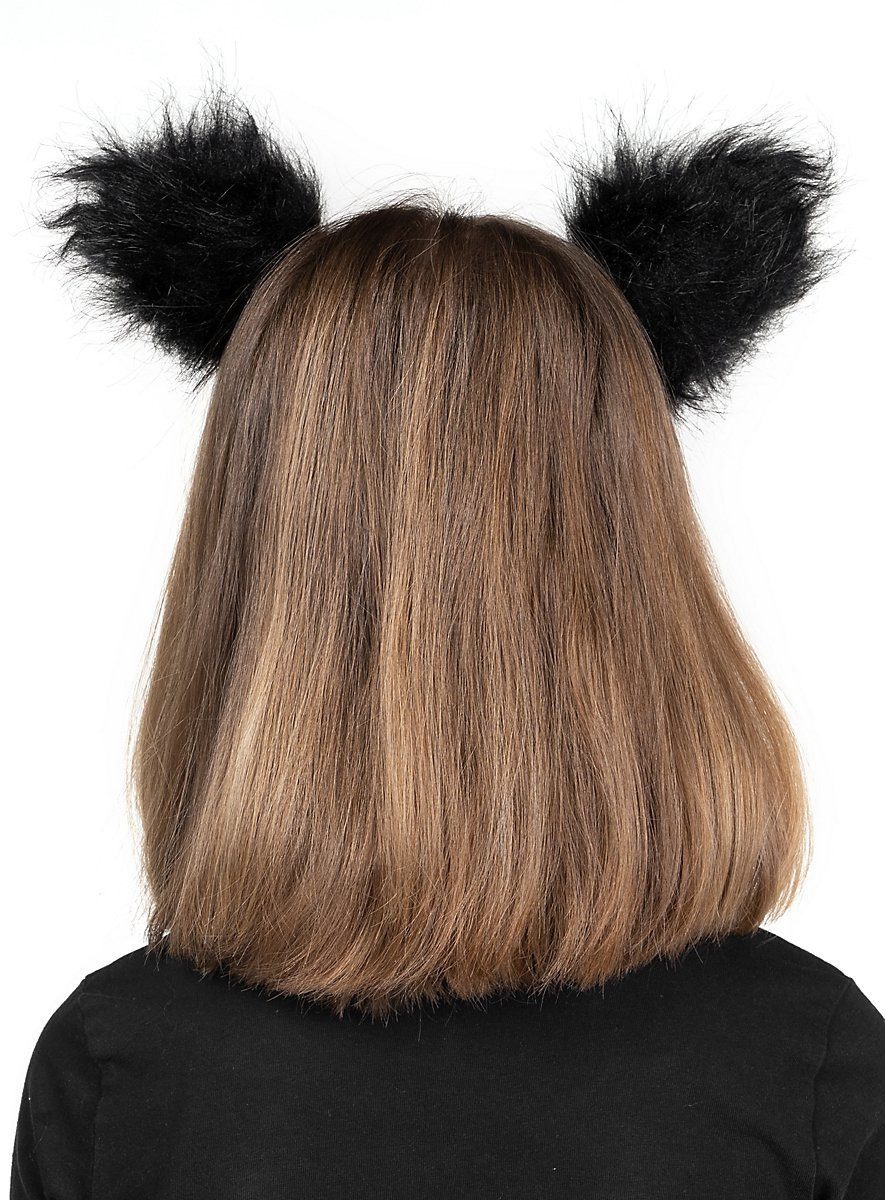 Leg Avenue Kostüm Fellohren schwarz für Kinder, Zwei flauschige Tierohren an Haarclips