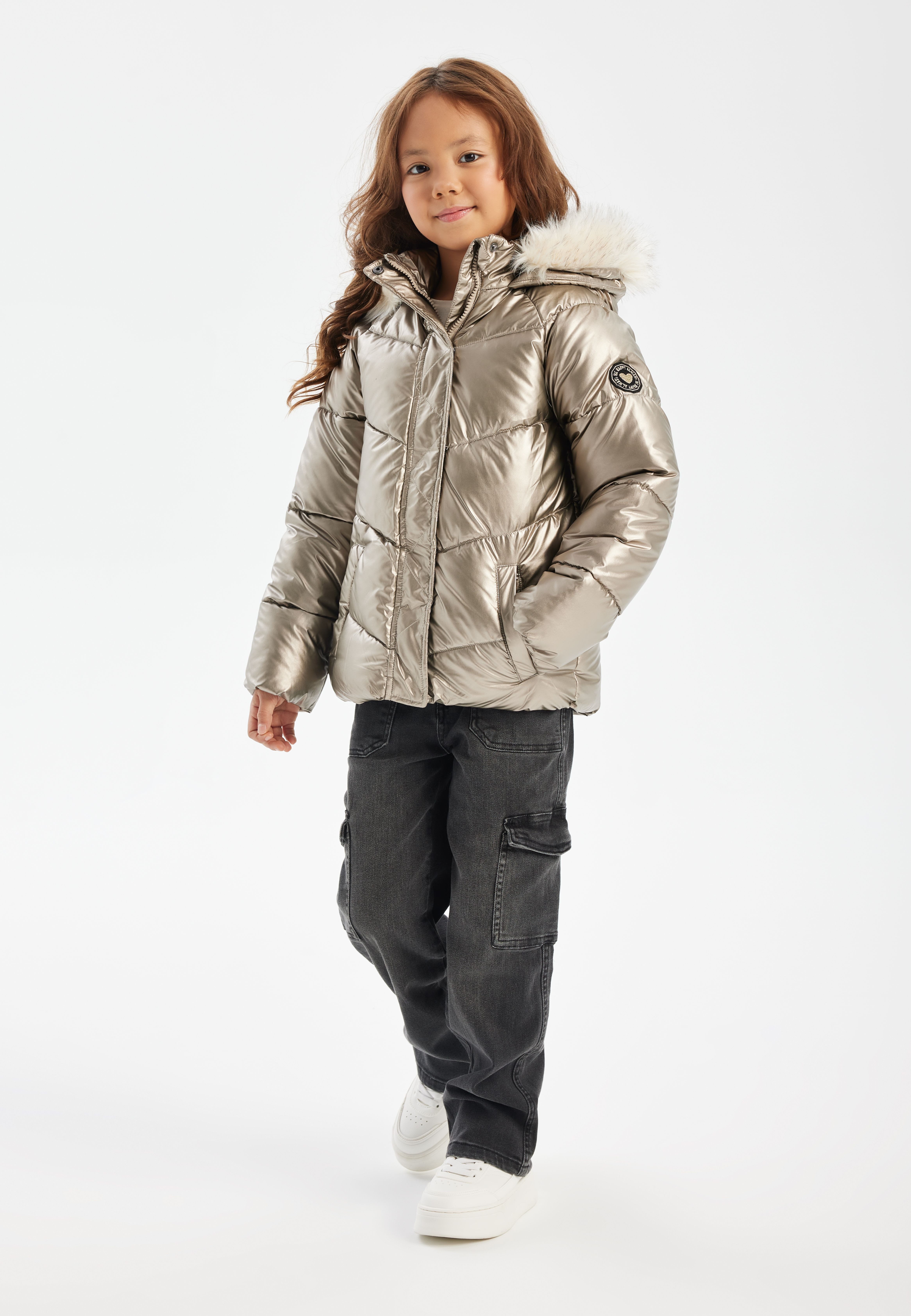 MINOTI Winterjacke Gefütterte Jacke mit abnehmbarem Kunstfell (2y-14y) günstig online kaufen