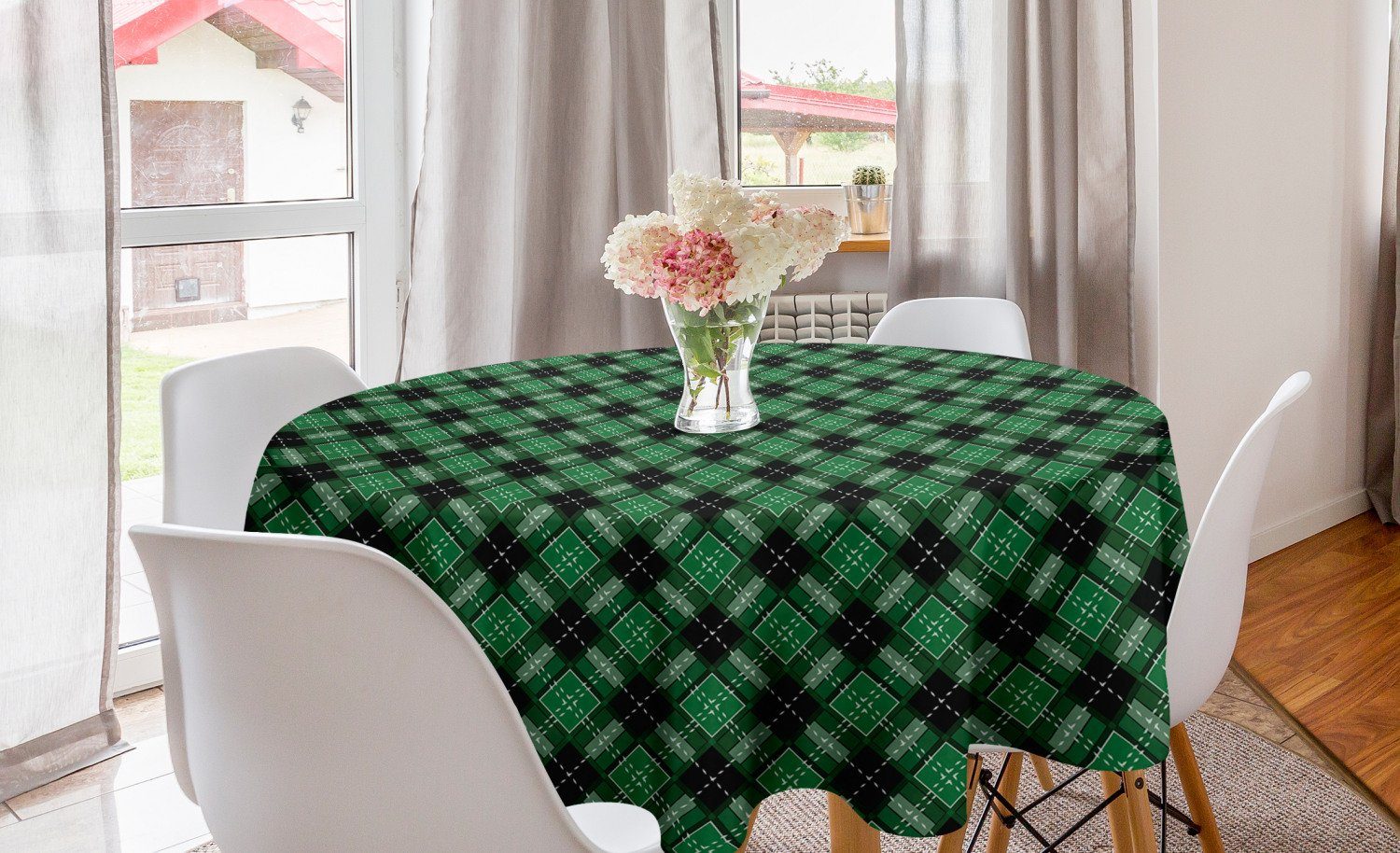 Esszimmer Kreis Kariert Old Classic Abakuhaus Tischdecke für Dekoration, Art Abstrakt Küche Abdeckung Tischdecke