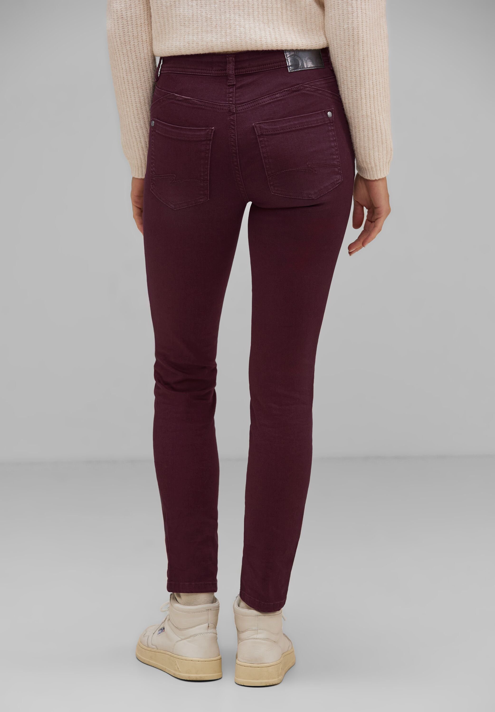 STREET ONE Slim-fit-Jeans High Waist plummy wine washed