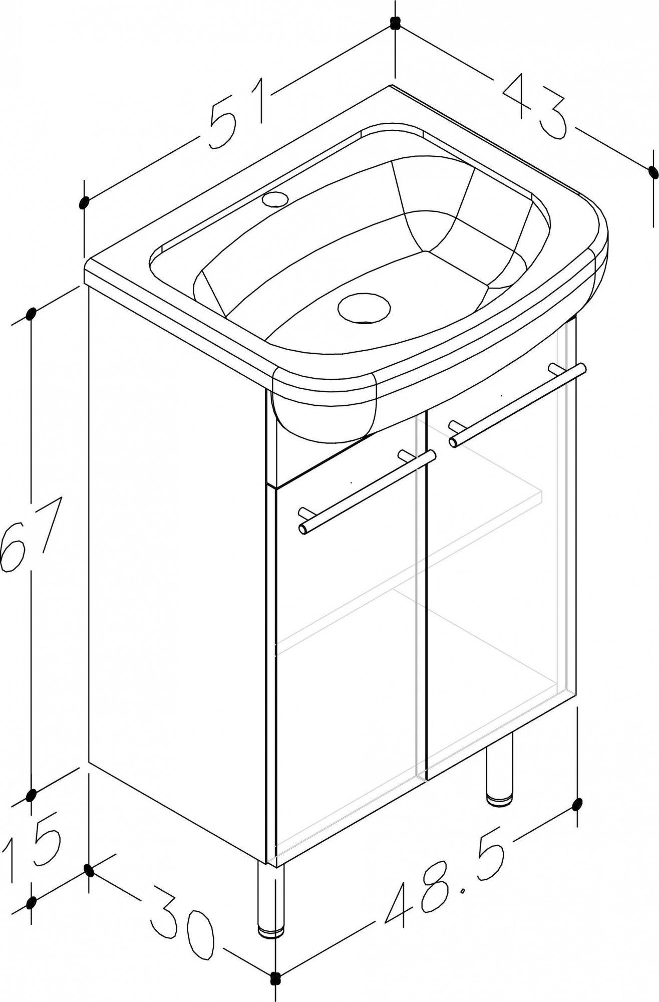 (Komplett-Set, und Quadro, bestehend welltime Spiegel Waschtisch in1, aus Waschbecken), Ablage Waschtisch incl. 2-St., mit Spiegel, Badezimmer-Set 2