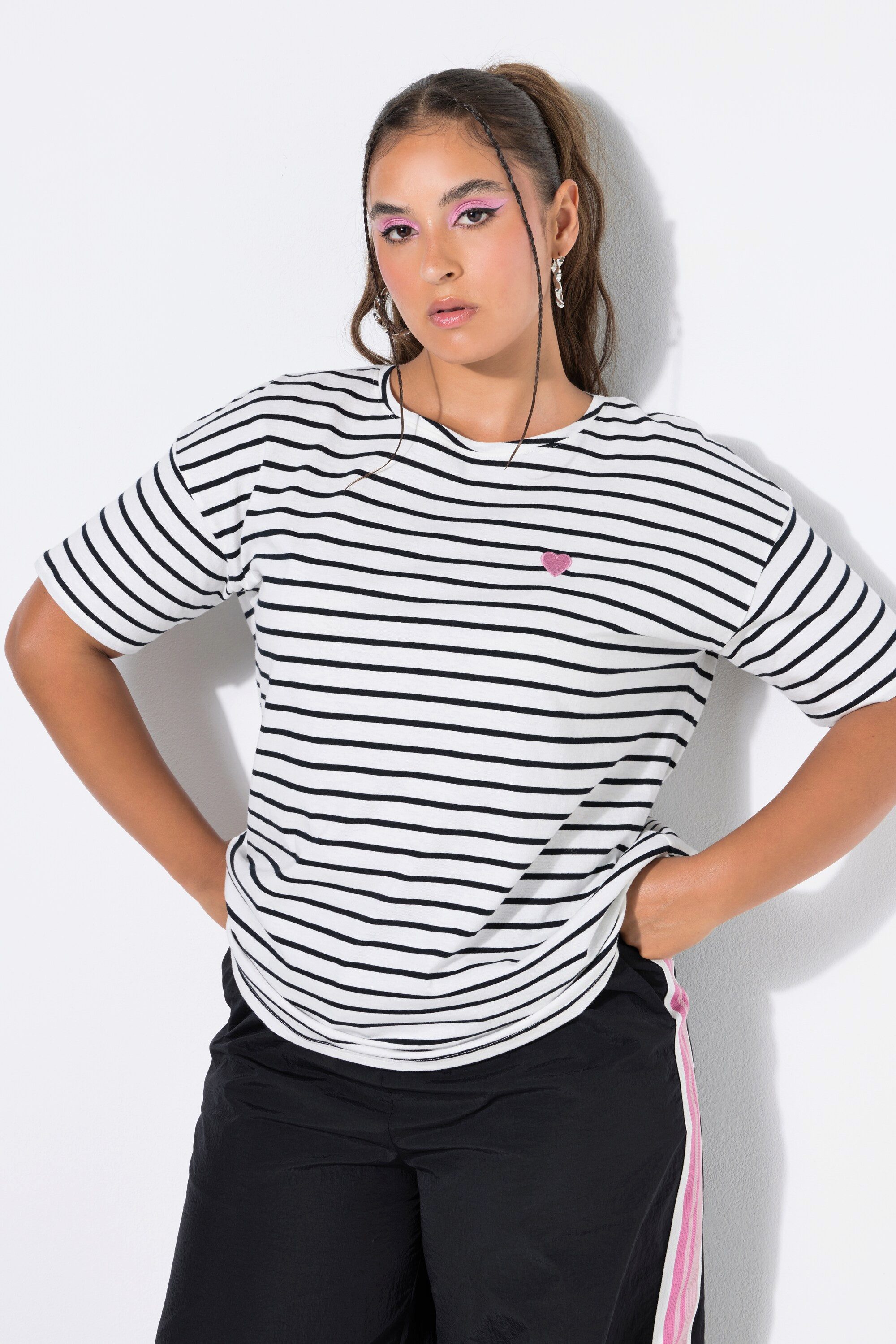 Studio Untold T-Shirt Ringelshirt Oversize Shape Heart-Stick