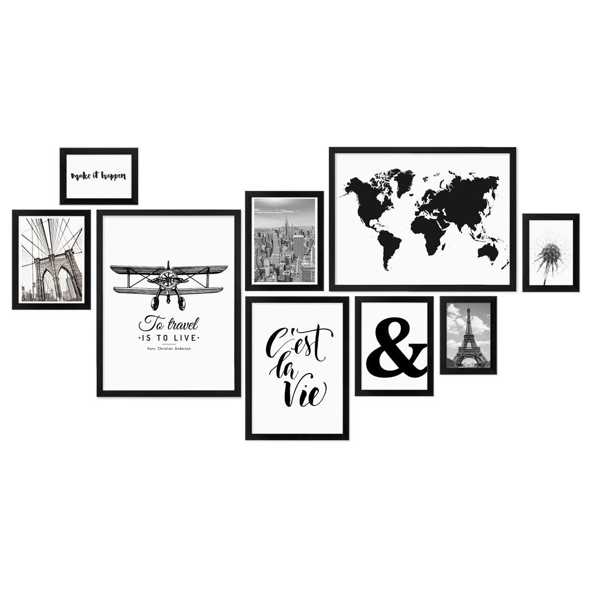 PHOTOLINI Bilderrahmen 9er Set Modern Schmal 10x15 bis 30x40 cm, für 9 Bild günstig online kaufen