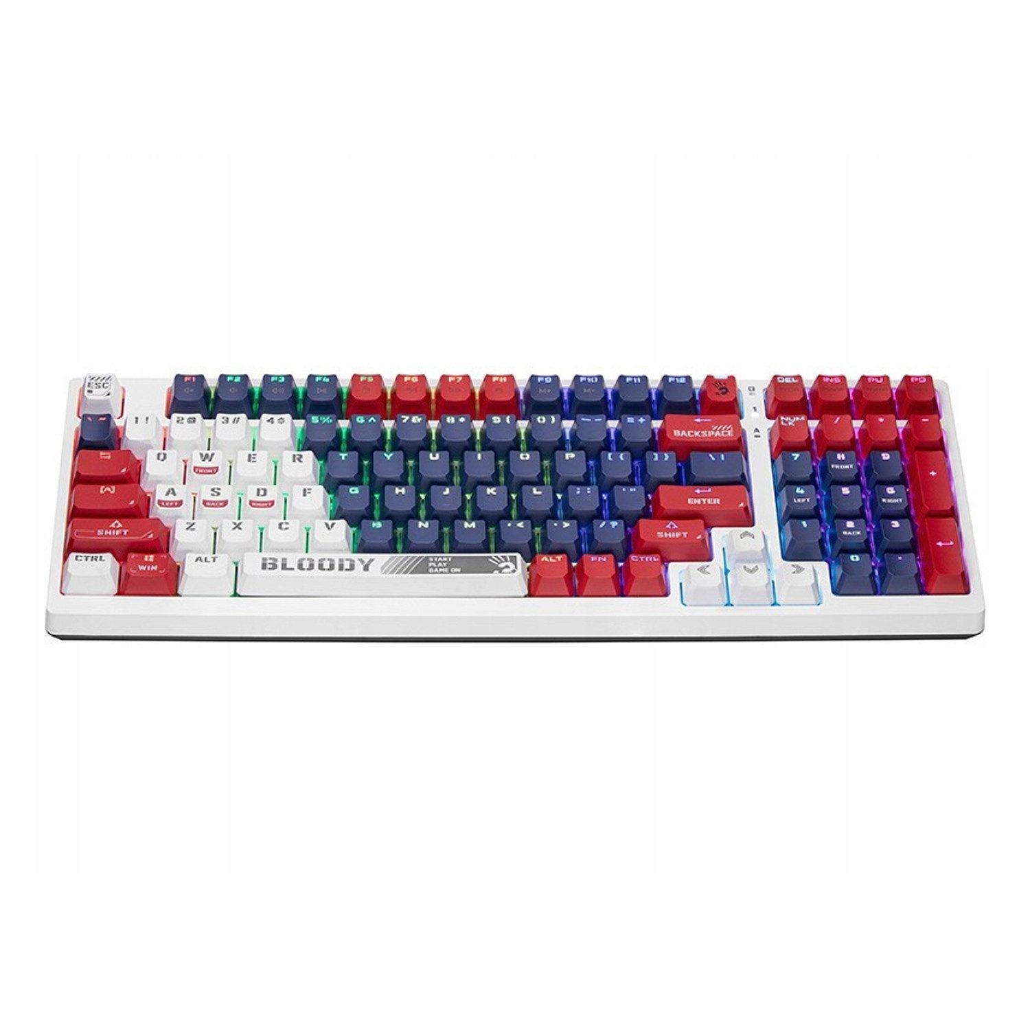 BLOODY S98 USB Mechanische Tastatur Qwerty Gaming-Tastatur (Sports Navy BLMS Red Plus Switches)