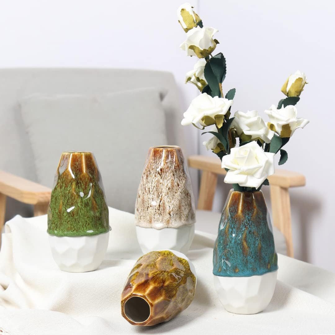 Layba Tischvase Layba Keramikvase Zweifarbig Handgefertigte Dekovase für Blumen