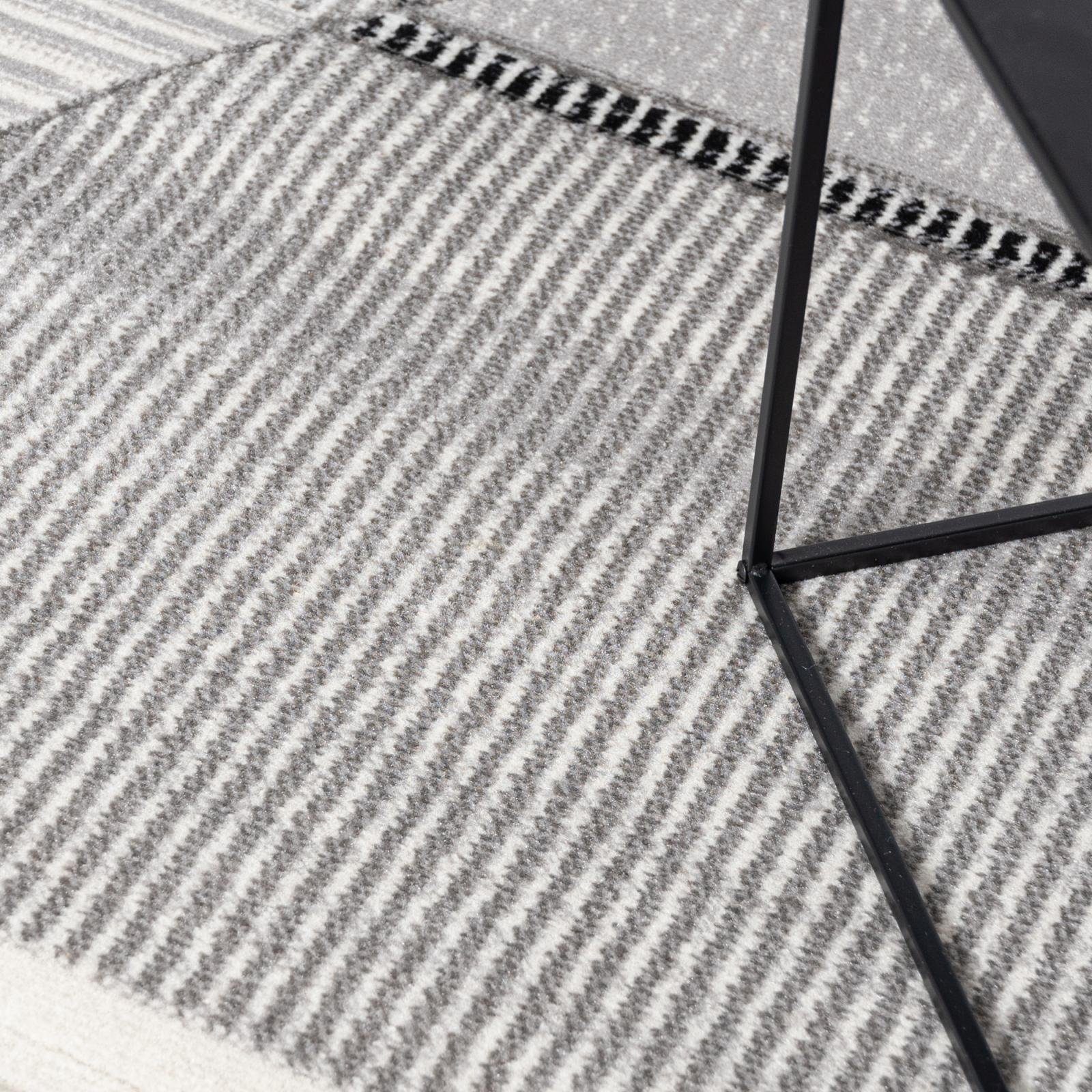 Designteppich Modern Grau Creme Fußbodenheizung, Geometrisch cm, mm, Geeignet x Mazovia, Teppich 7 - 80 Pflegeleich, für 150 Höhe Weich, Kurzflor