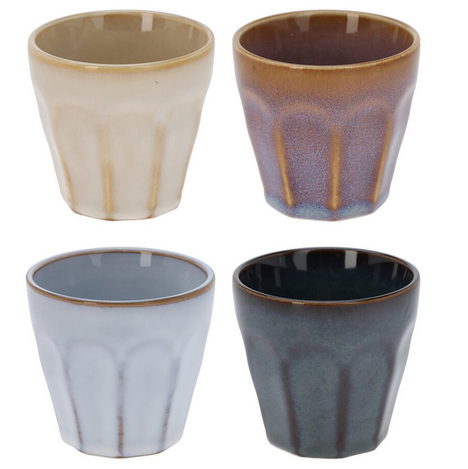 Annastore Espressotasse 4-tlg. Set Espressotassen im Vintage-Look Porzellantassen 90 ml, 4-tlg.