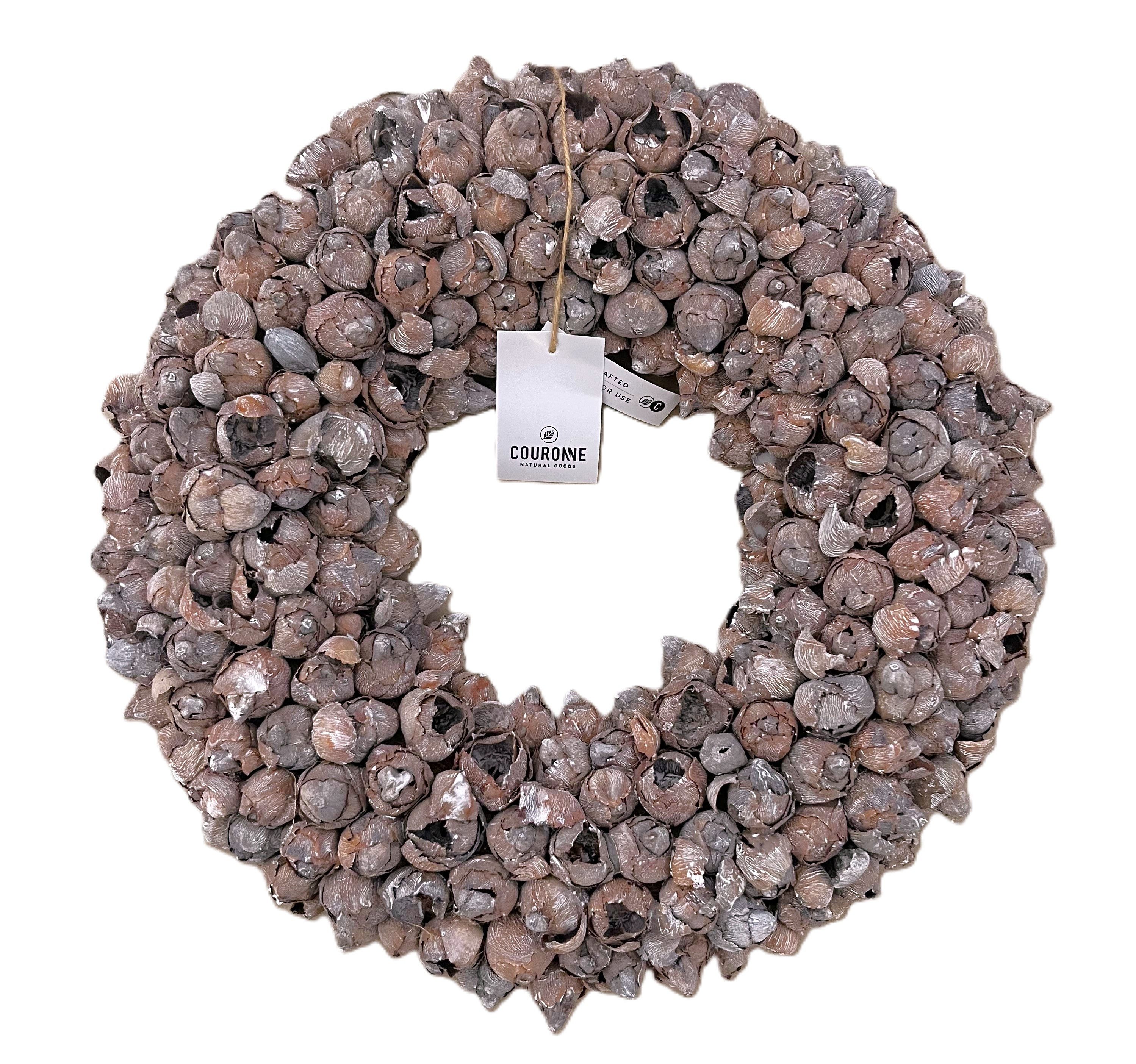 Couronne Dekokranz Kranz Deko Hängekranz Naturfarben White Tünche 40 cm, Naturmaterialien in Handarbeit gefertigt