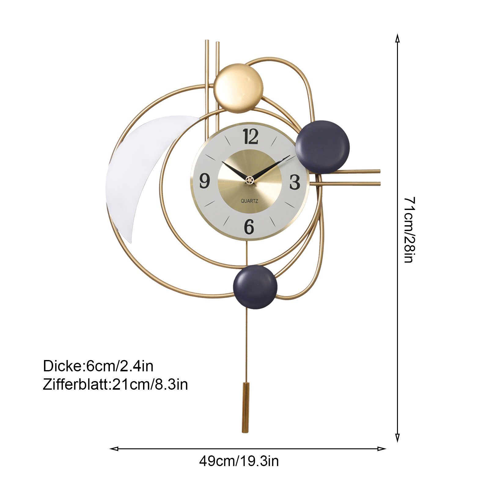 TWSOUL Pendelwanduhr Stille Swing-Wanduhr, Nordische Kunstwanduhr günstig online kaufen