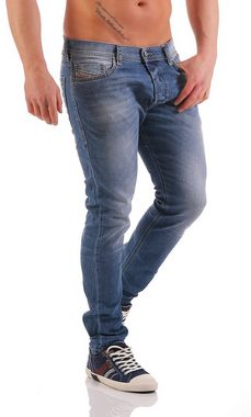 Diesel Stretch-Jeans Herren Tepphar 0842H Blau, Röhrenjeans, 5 Pocket Style, Dezenter Used-Look, Stretch, Größe: W28 L32