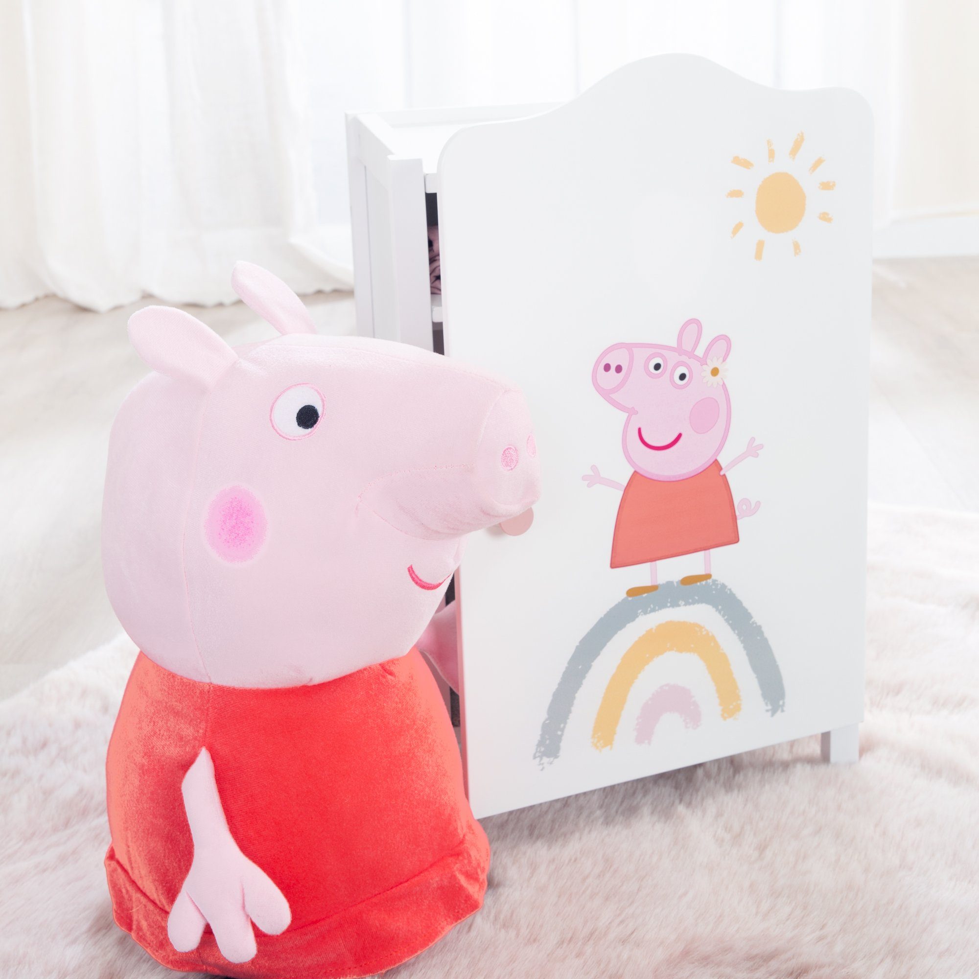 roba® Puppenkleiderschrank Peppa Pig, Puppenmöbel aus weiß lackiertem Holz günstig online kaufen