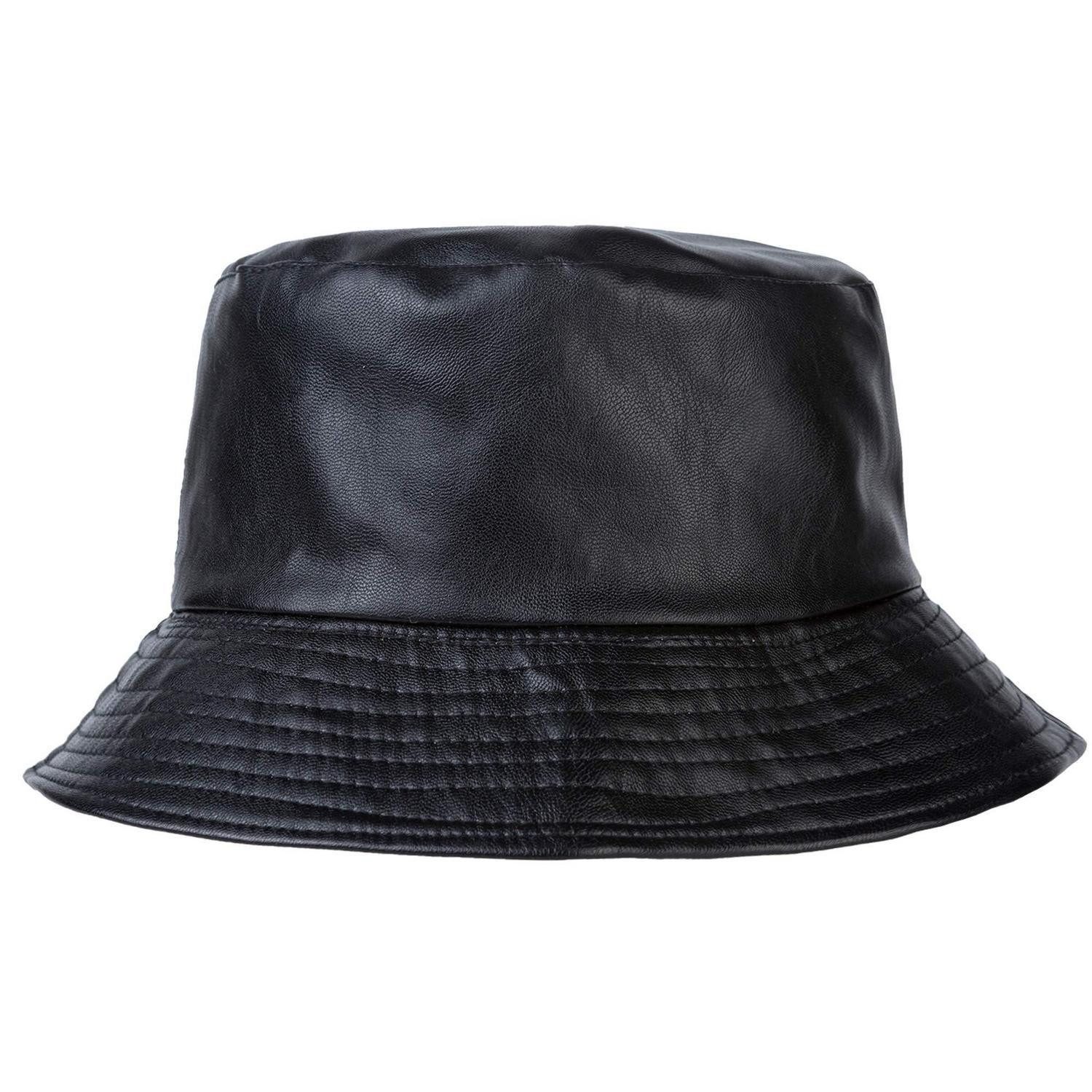 LuxusKollektion Regenhut Fischerhut Unisex PU Leder wasserdicht Regenhut Einheitsgröße Schwarz