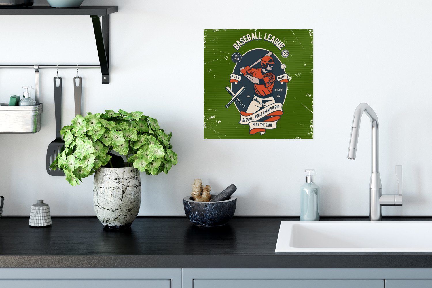 Mancave - - Sport Baseball - für (1 Wandposter Altmodisch, Poster Rahmen Wohnzimmer, St), Ohne MuchoWow Wandbild, Poster,