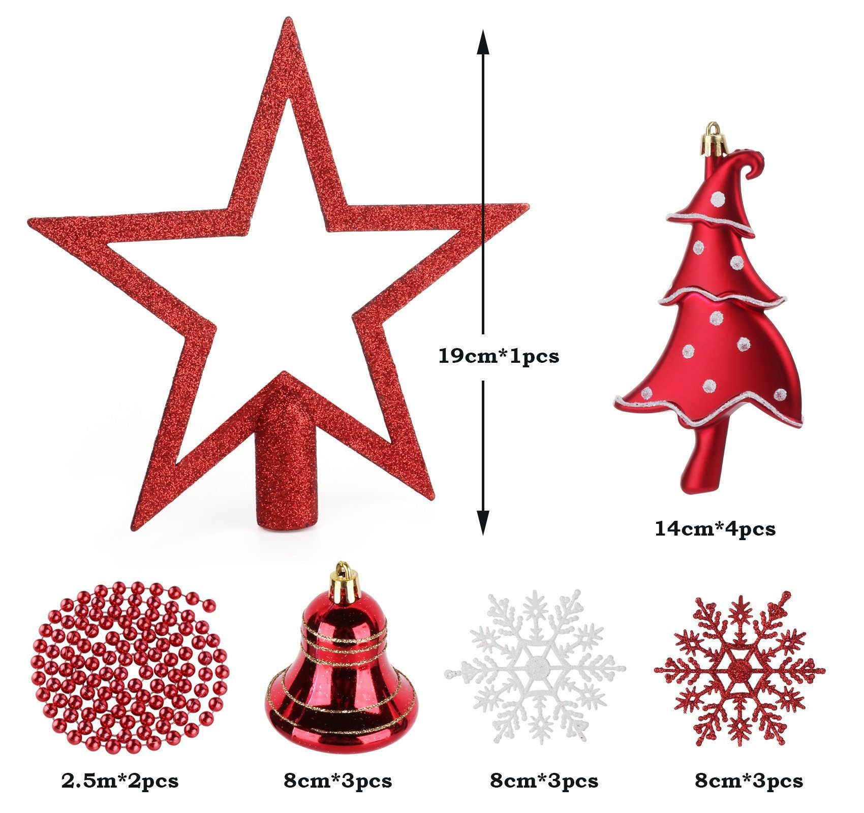 ElitVita Weihnachtsbaumkugel Weihnachtskugeln Rot Weiß, 100 Stück Christbau günstig online kaufen