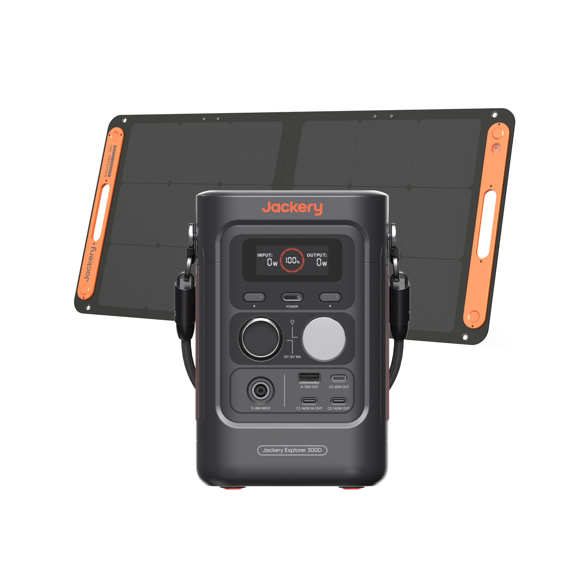 Jackery Explorer 300D tragbare Powerstation 288Wh LFP-Batterie, 300W DC Power, 2x USB-C bis 140W, Powerbank für Camping, Reisen & Wohnmobile 15000 mAh (12 V), Solargenerator mit 100W Solarpanel