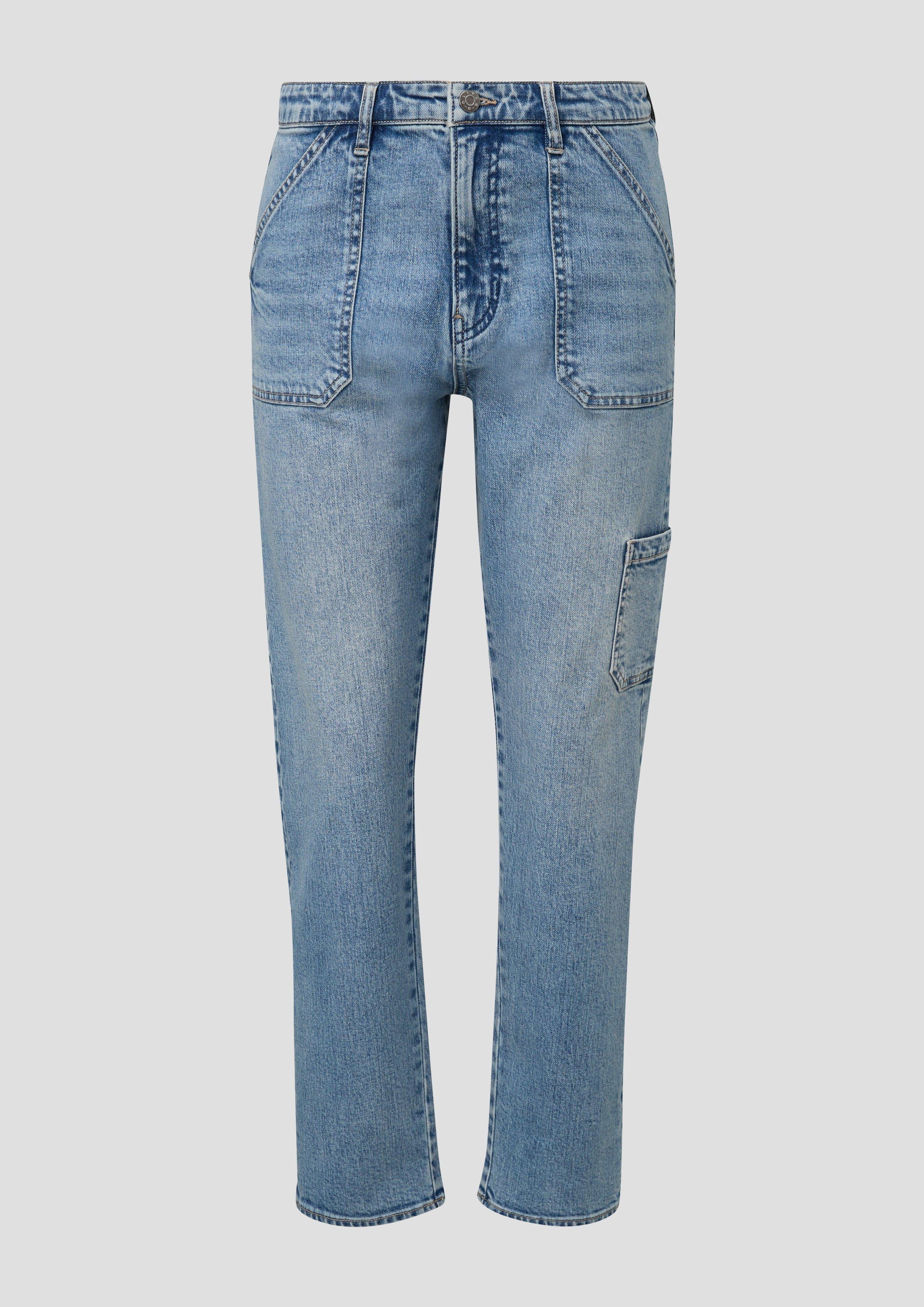 Slim / Straight Mid / s.Oliver Waschung Rise Relaxed Boyfriend 7/8-Jeans / Ankle Leg Fit Jeans Label-Patch,
