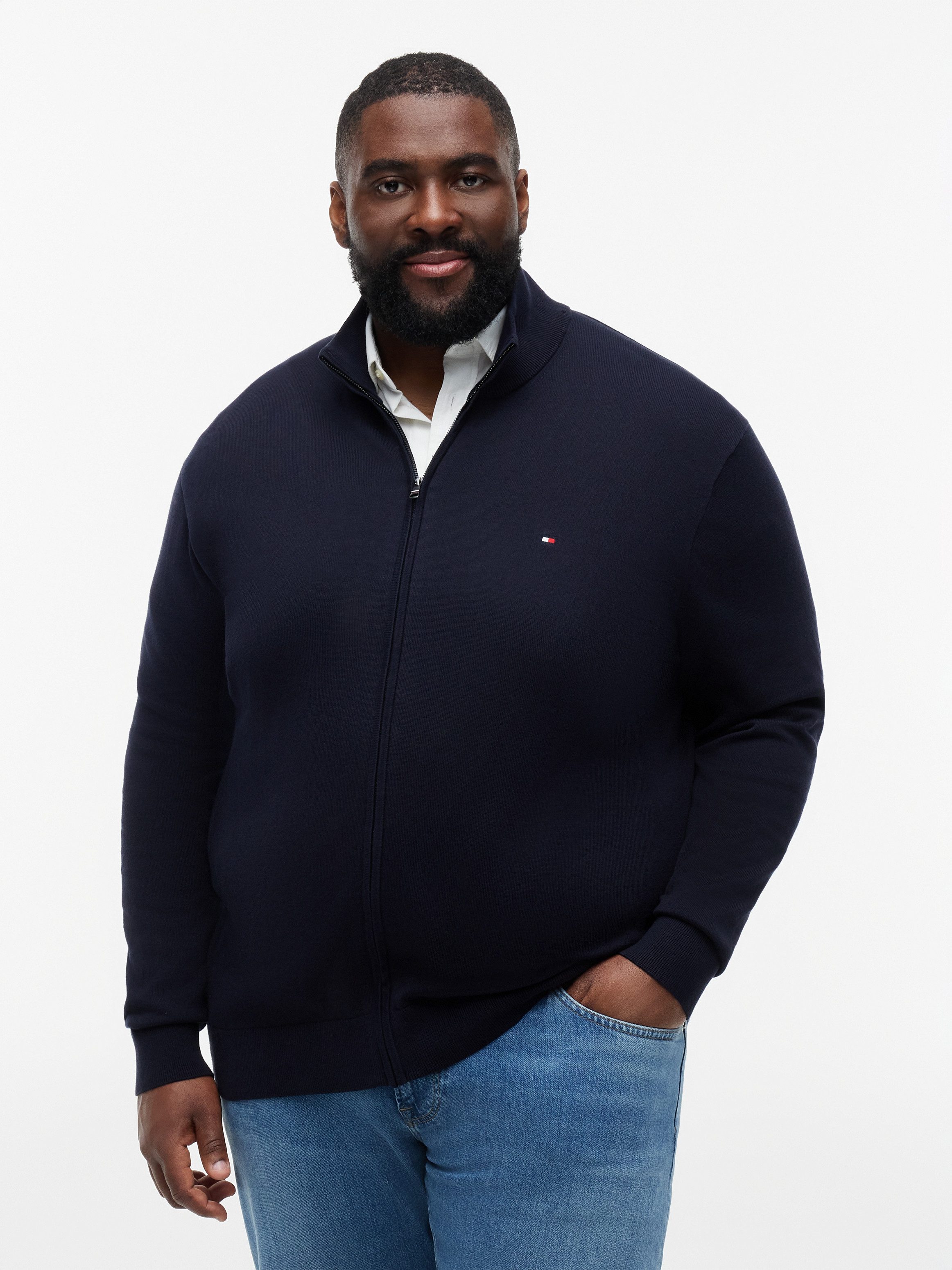 Tommy Hilfiger Big & Tall Strickjacke BT-ESSENTIAL COTTON ZIP THRU-B Großen Größen
