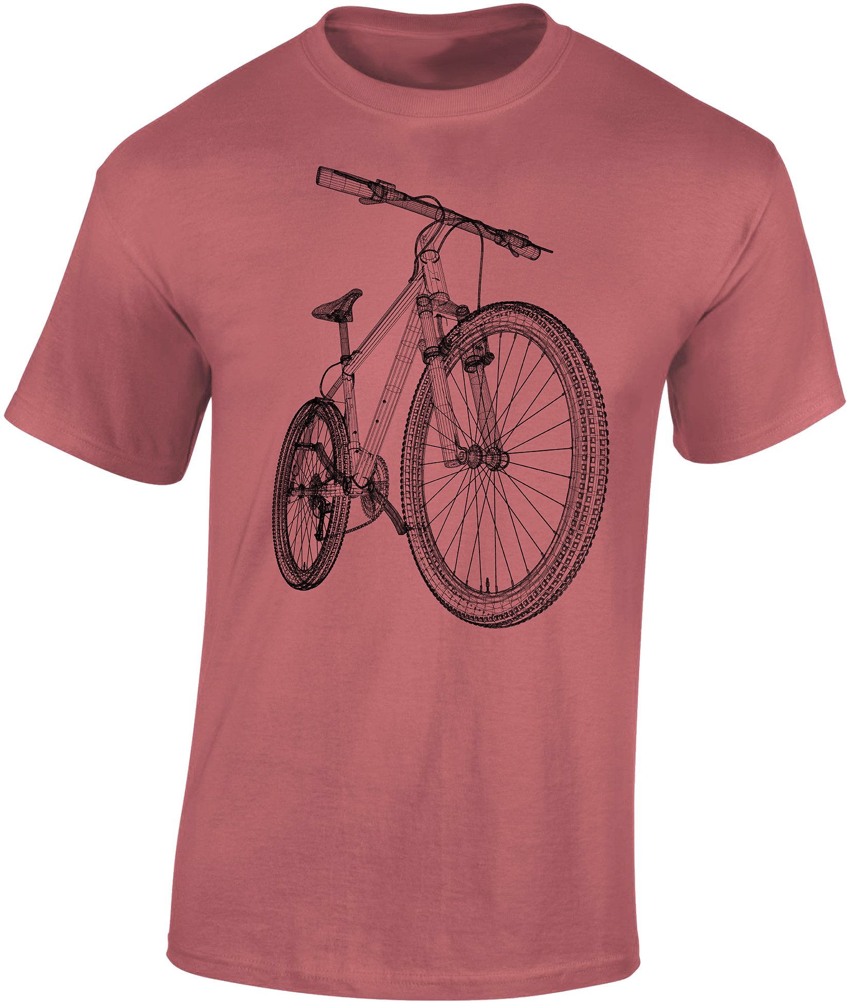 Baddery Print-Shirt Fahrrad T-Shirt: "MTB Blueprint" - Mountainbike Shirt, hochwertiger Siebdruck, auch Übergrößen, aus Baumwolle