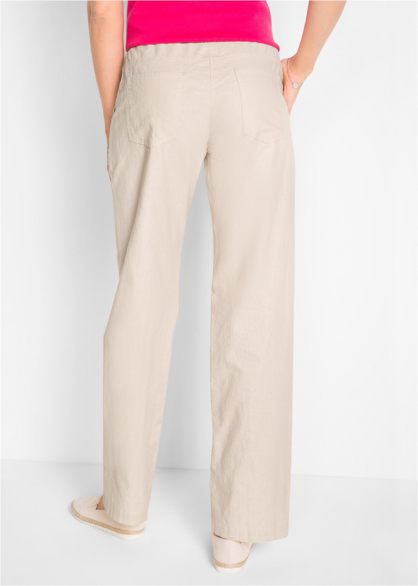 bonprix Leinenhose Loose Fit, mit Kordelzugbund, mit Eingrifftaschen, mit Gesäßtaschen