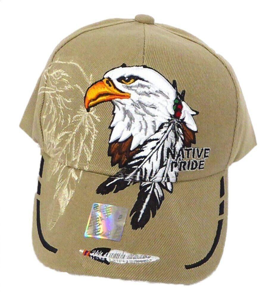 Westernlifestyle Baseball Cap Native Pride Adler mit Federn beige Cap mit Schild Bestick