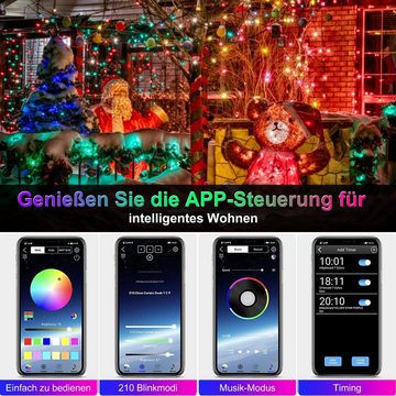 oyajia LED-Lichterkette 10M RGB Lichterkette mit Fernbedienung App-Steuerung Multi-Modi Dekor, Dimmbar mit Fernbedienung, IP44 Wasserdicht