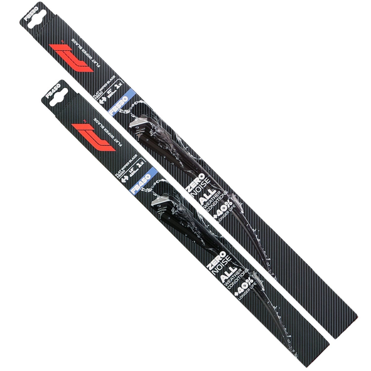 Formula 1 Scheibenwischblätter Set F1 Wischerblatt 530mm + 450mm Scheibenwischer, vorne, (Packung, 2-St), Set Flachbalkenwischer Spoiler Multi Adapter-System Fahrer Beifahrer