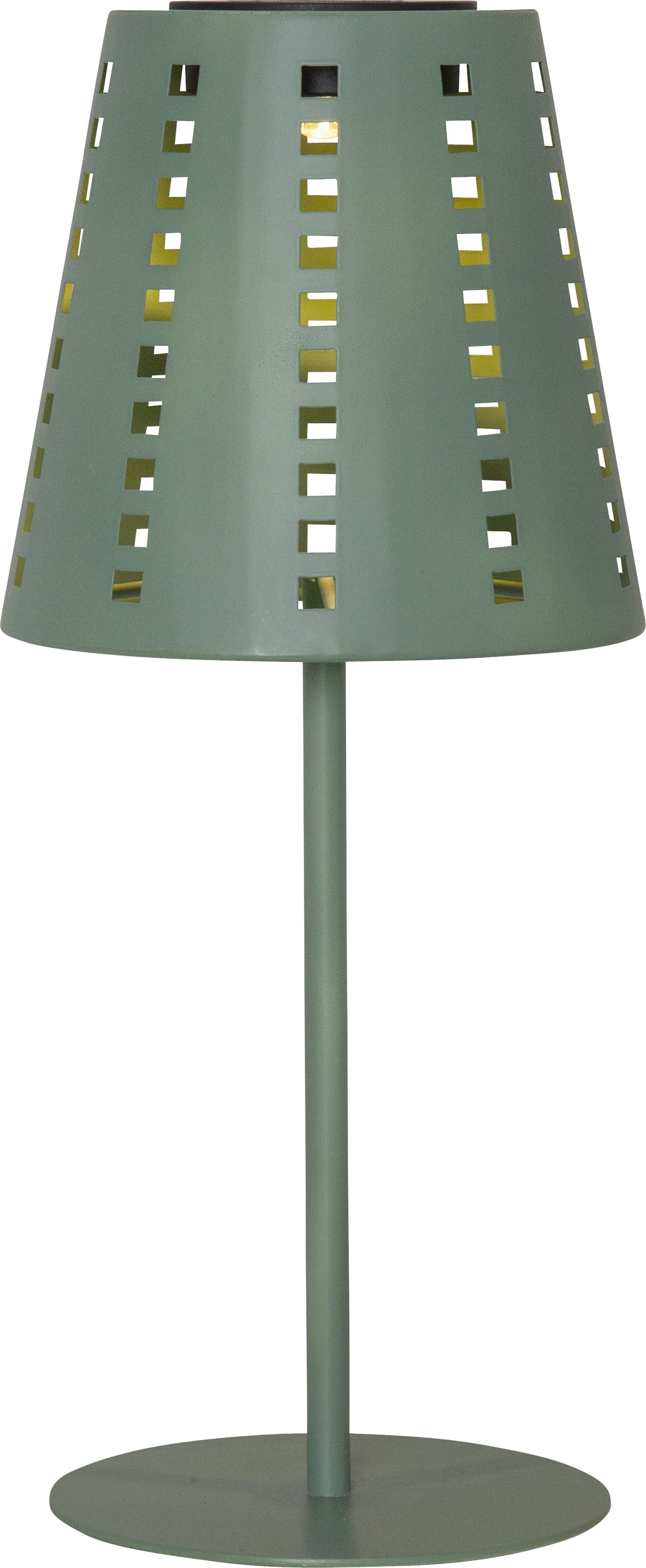 STAR TRADING LED Solarleuchte Solarlampe Sola, Tageslichtsensor, LED fest integriert, Warmweiß, Solar-Tischlampe, dekoratives Ausstanzungsmuster, Dämmerungssensor