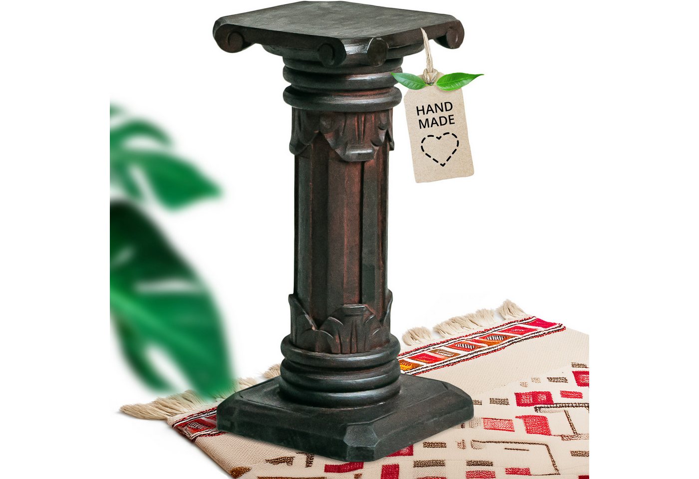 livasia Dekosäule Balinesische Säule aus Holz mit Schnitzerei, antik, handgefertigt