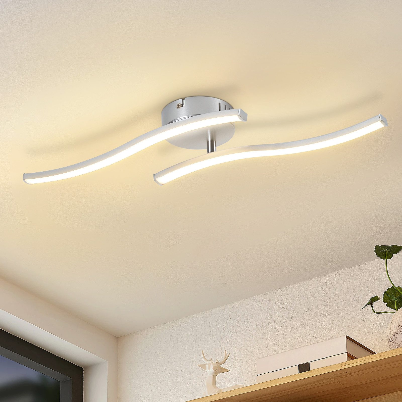 ZMH LED Deckenleuchte Schwarz Wellen Design Modern Deckenlampe 3000K Flur Küche, Augenschutz, Einfache Installtion, LED fest integriert, Warmweiß, 12W Küchenlampe Innen Schlafzimmerlampe