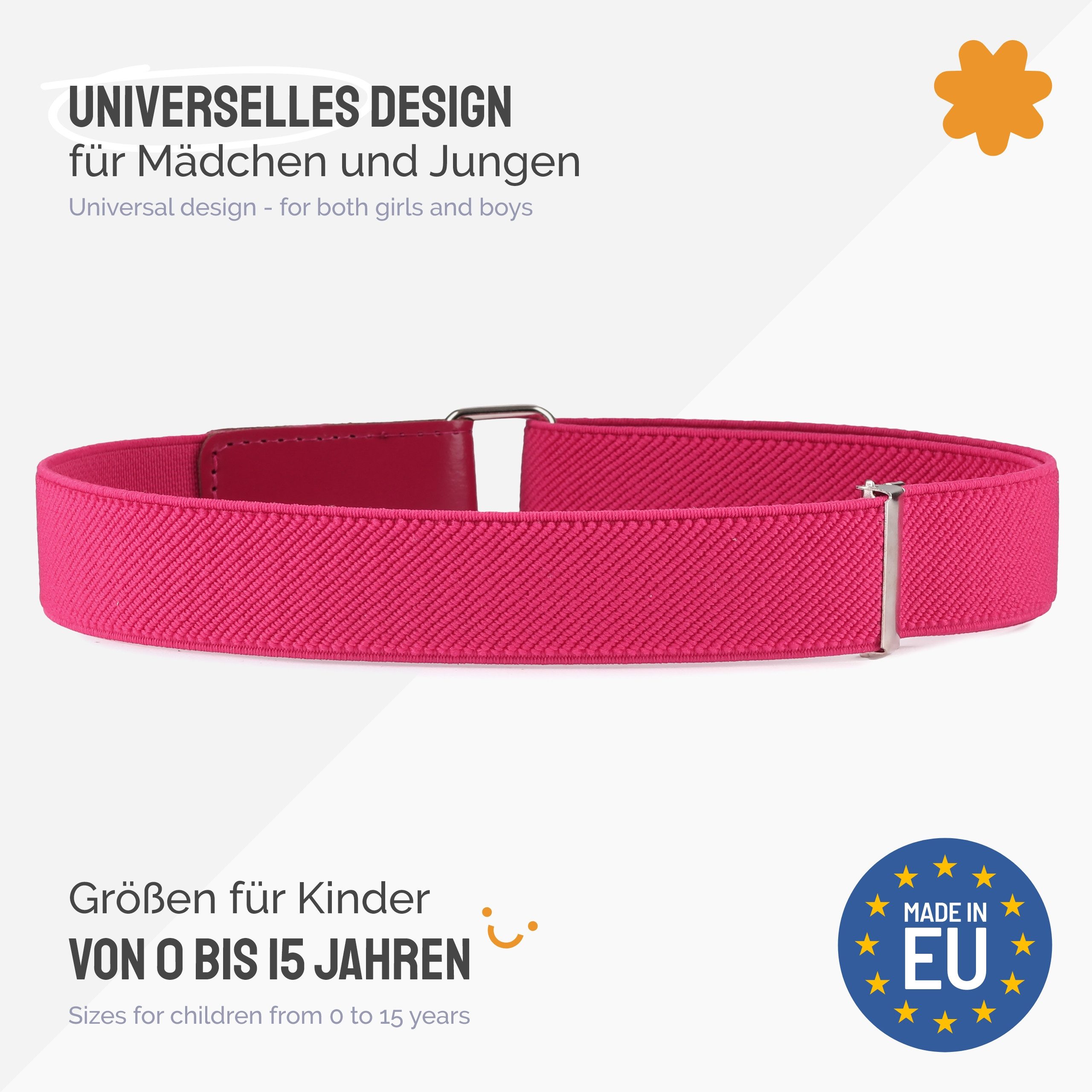 Ladeheid Stoffgürtel Kinder Gürtel Elastik-Gürtel 1-12 Jahre 34-90 cm P15 (1-St) – Bild 3 von 5