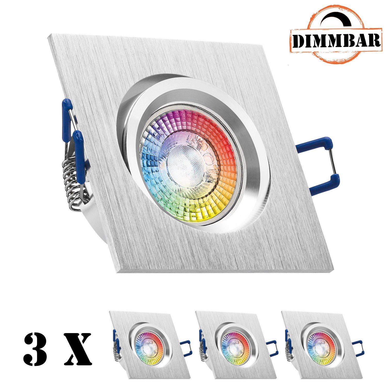 LEDANDO LED Einbaustrahler 3er RGB LED Einbaustrahler Set extra flach in bicolor - zweifarbig mit