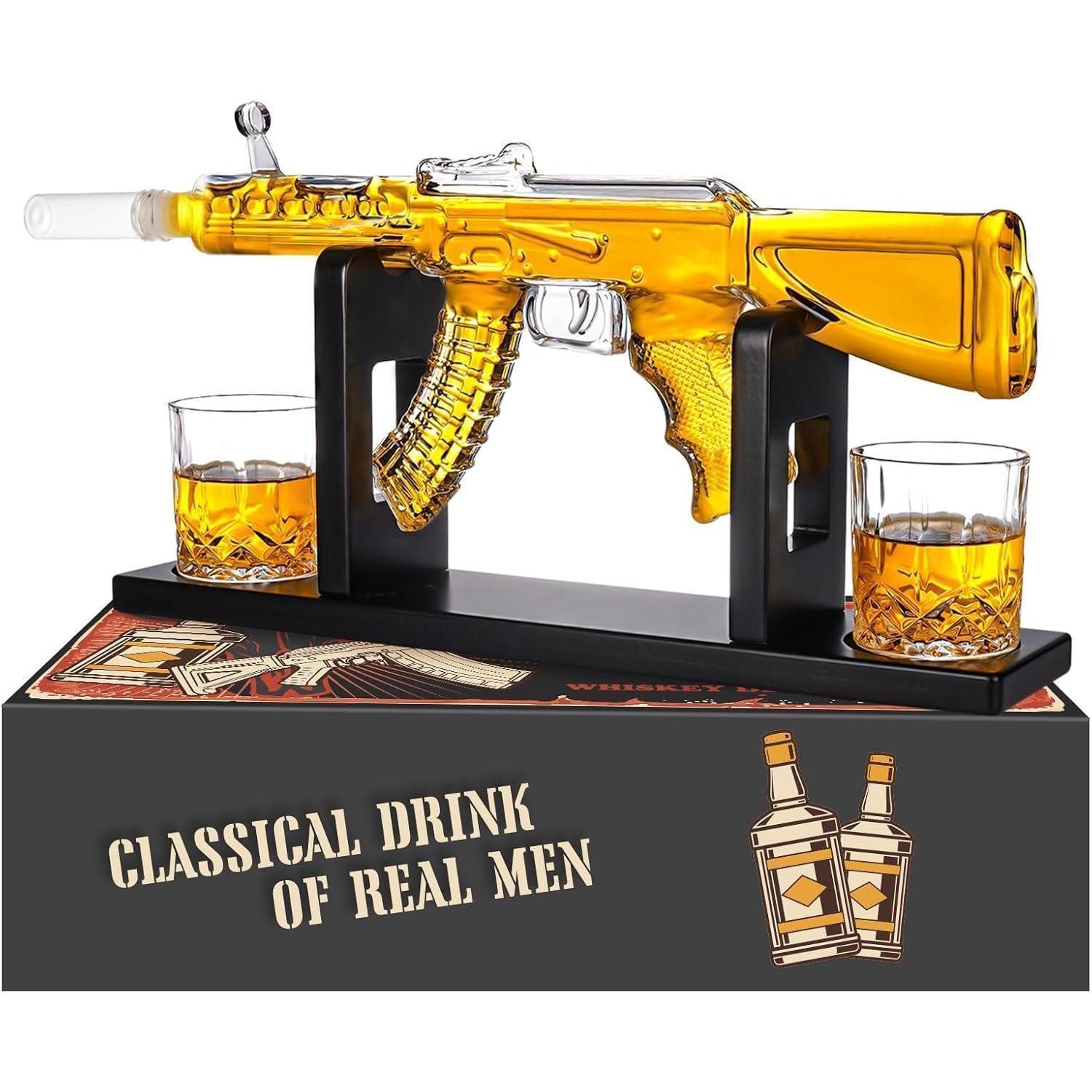 LuxusKollektion Karaffe Karaffen Set Whisky AK47 2 Gläser Weihnachtsgeschenk Herren B2
