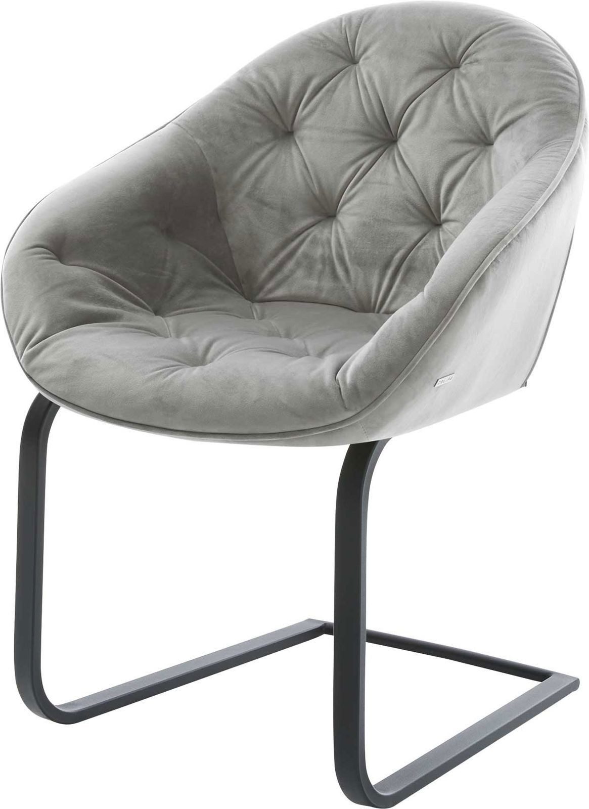 DELIFE Polsterstuhl Gaio-Flex, Freischwinger flach Schwarz Samt Grau günstig online kaufen