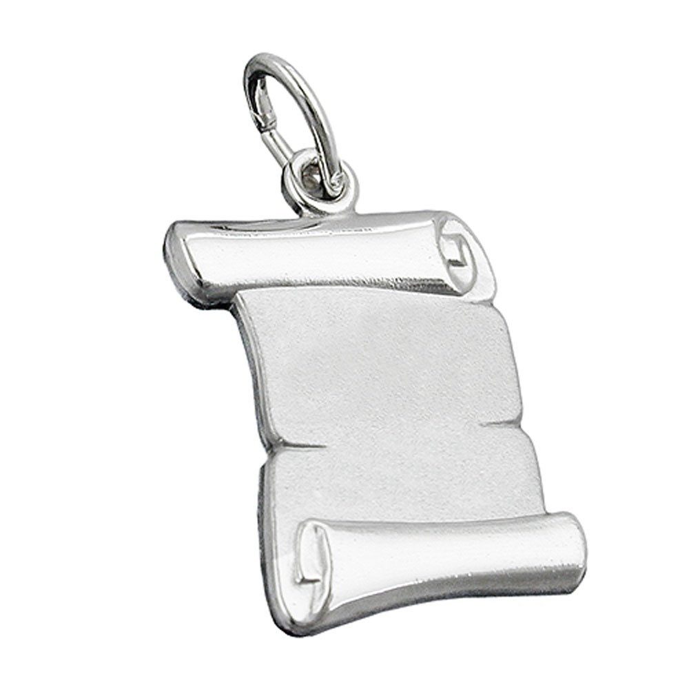 Kettenanhänger Anhänger, Gravurplatte Dokumentenrolle 925 Silber