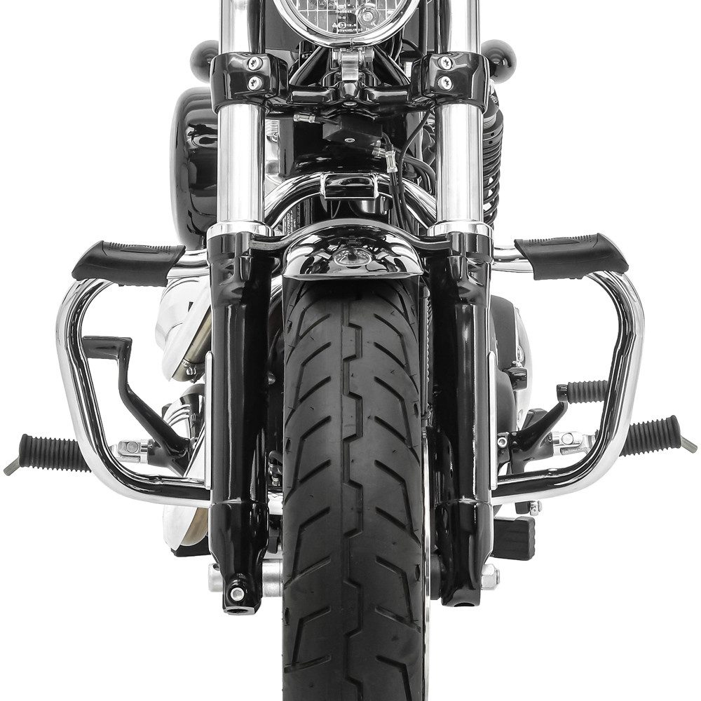 Craftride Motor-Schutzhülle Sturzbügel für Harley Davidson Sportster 2004-2020 # Mustache chrom
