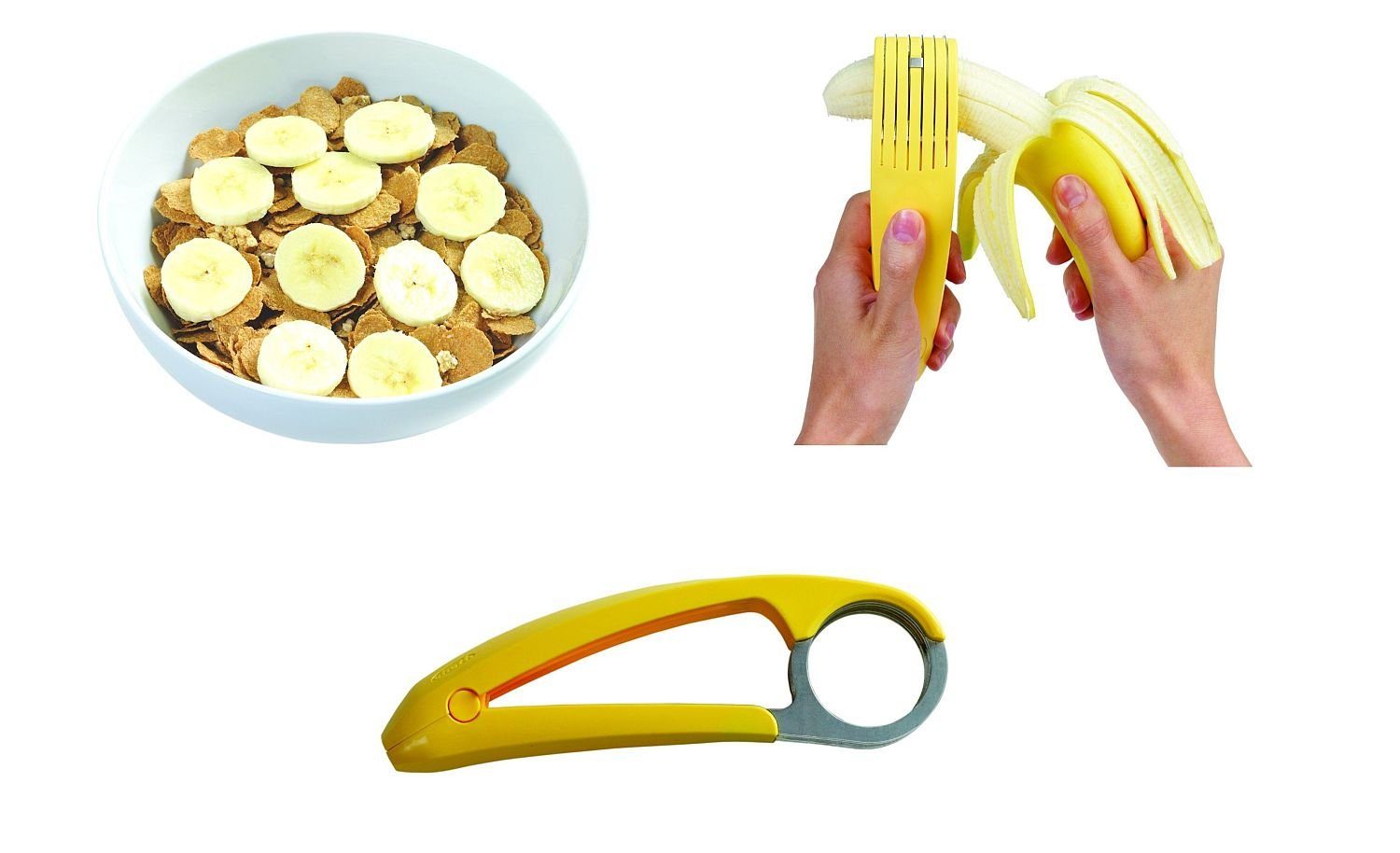 chef'n Obstschneider NEU OVP Chef'n Bananza Bananenschneider mit 6 Klingen gelb Banana