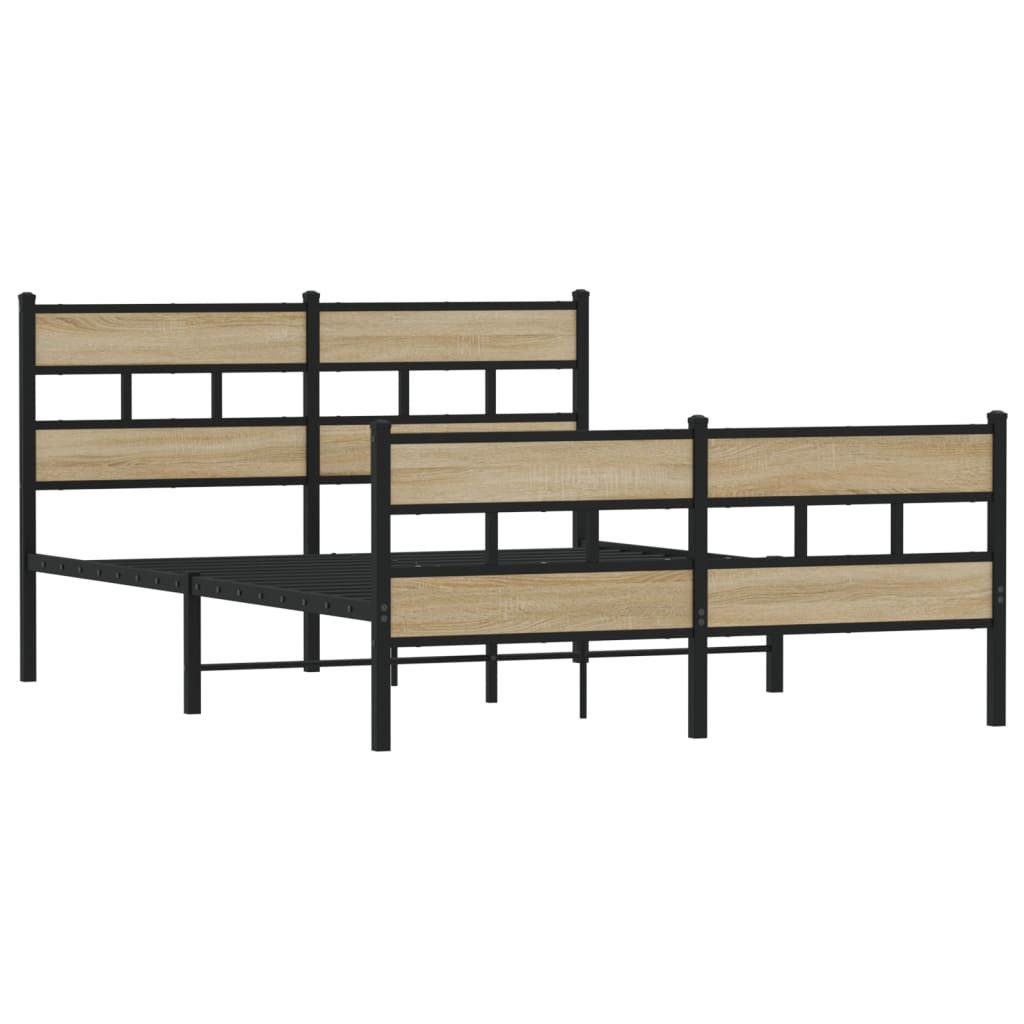 vidaXL Bett Metallbett ohne Matratze Sonoma-Eiche günstig online kaufen