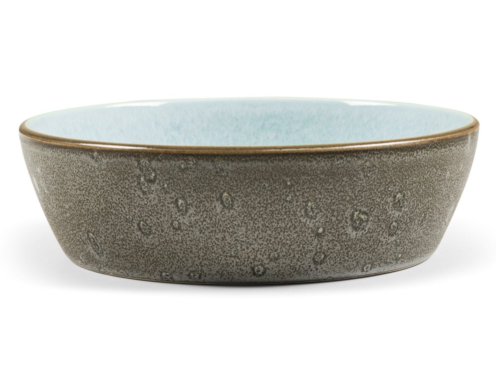 Bitz Schale Bowl matt grey / shiny light blue 18 cm, Steinzeug, (Bowls), Suppenschale 18 cm Steinzeug Grau/Hellblau