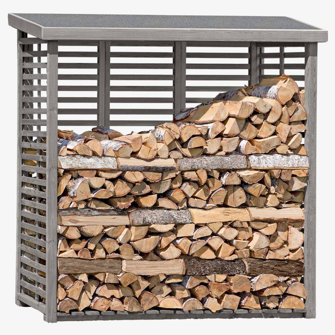 Mega-Holz Kaminholzregal "FLAMMO" L - Brennholzlager aus Kiefernholz mit Rückwand, BxTxH:208x75x200 cm, Kesseldruckimprägniert