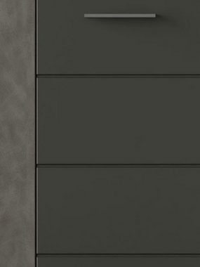 xonox.home Sideboard Blake (Kommode matt grau und Matera, 200 x 84 cm), 4-türig, 2 Schubladen