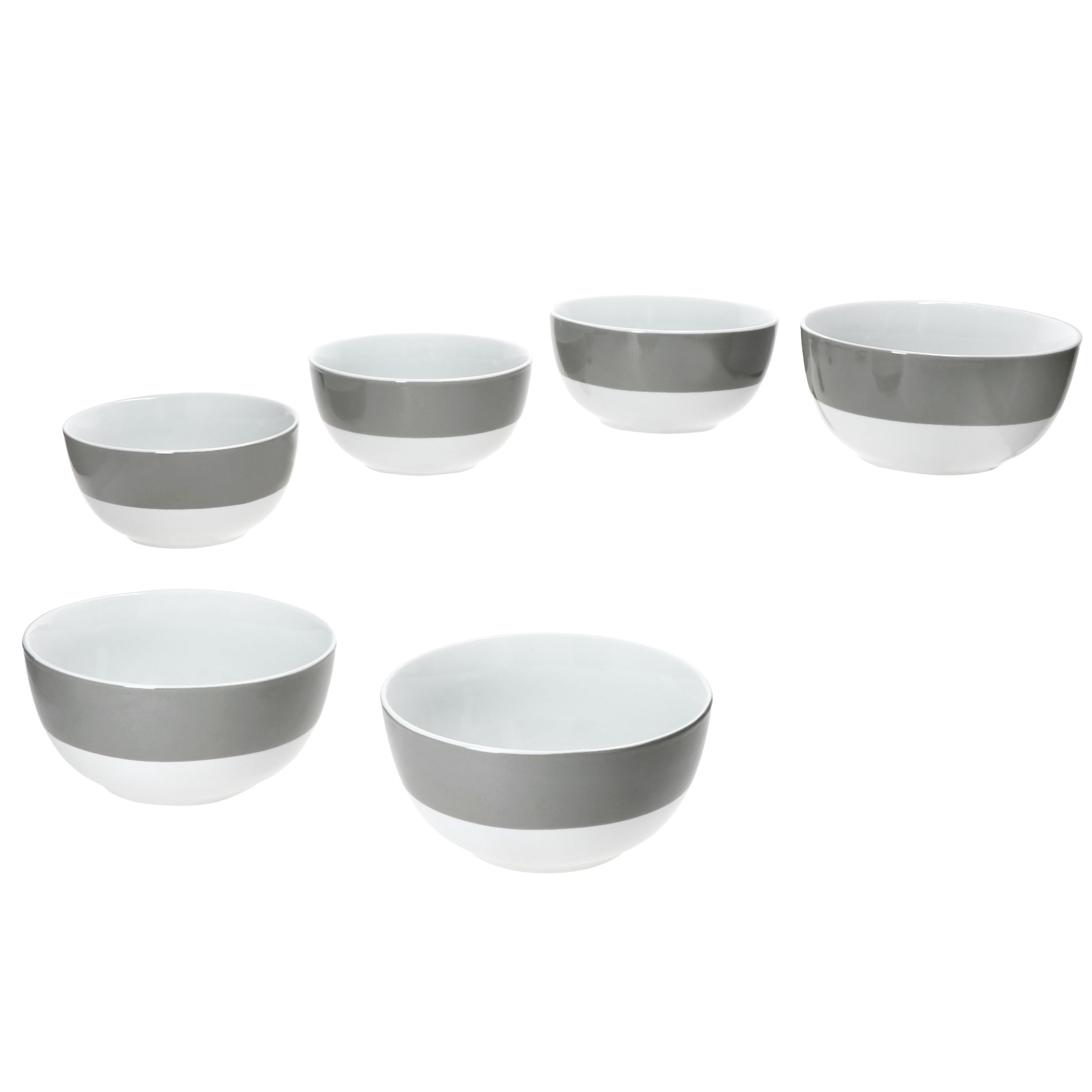 MamboCat Müslischale 6x Variant Grau Schale Ø14,3cm 450ml Porzellan 6 Personen Müsli, Porzellan