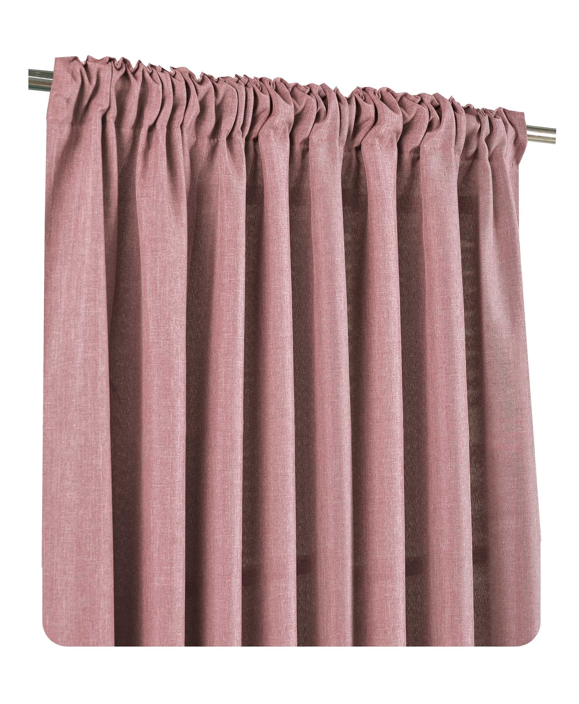 Gardine Vorhang 2er Set Kräuselband Deko, St), Kräuselband Polyester Haus 140x245 cm (2 Altrosa Struktur und blickdicht, blickdicht Leinenoptik