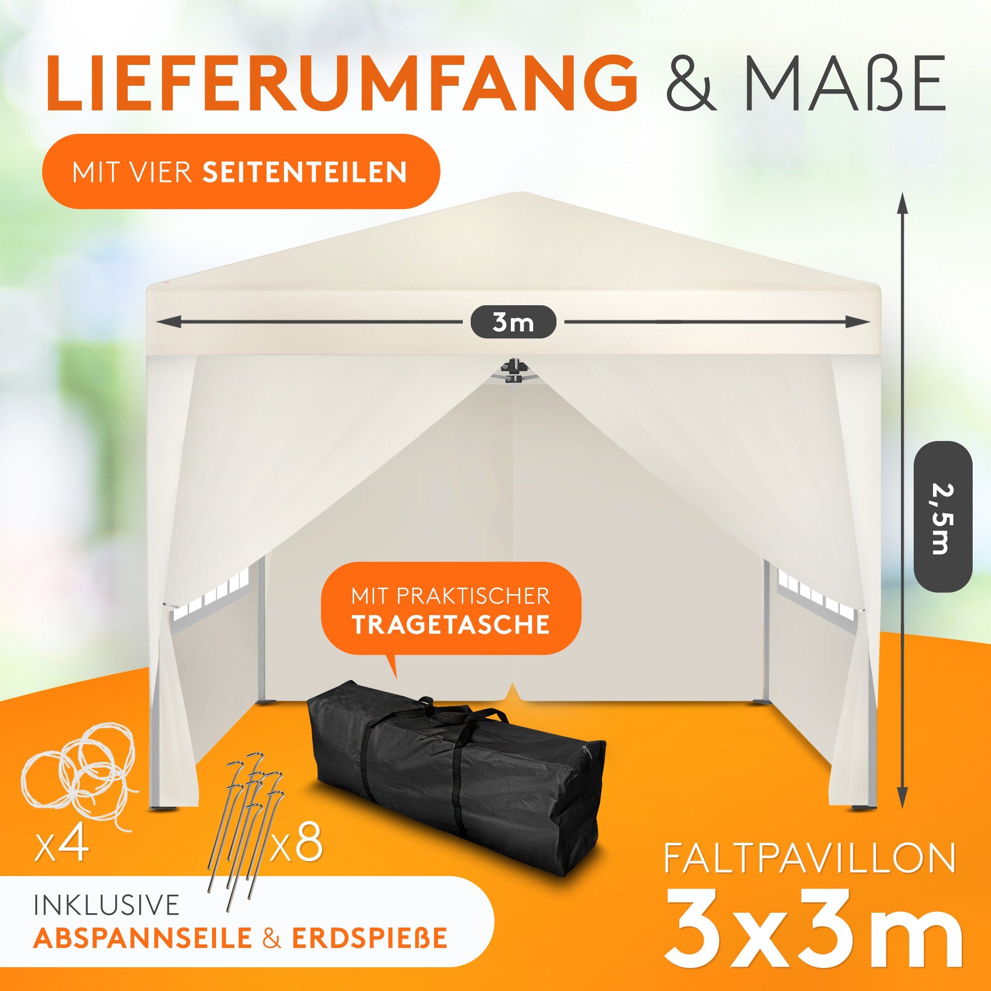 Kronenburg Faltpavillon 3x3 m wasserdicht - günstig online kaufen