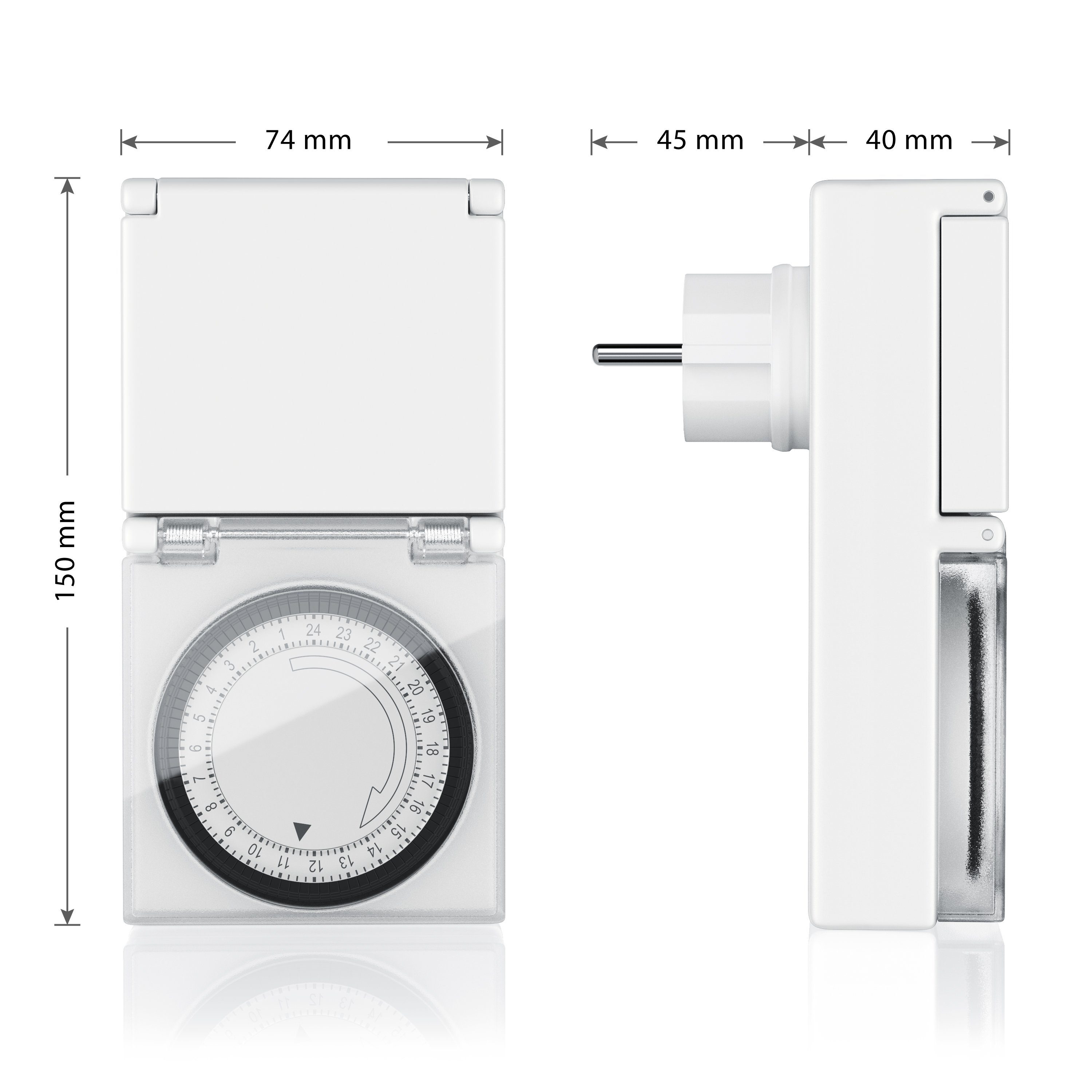 BEARWARE Zeitschaltuhr Mechanischer Outdoor Timer, 96 Segmente, für Innen & Außen, 3680W, mechanisch, 1-St., 15-Min-Intervalle, spritzwassergeschützt, dt. Anlei – Bild 4 von 5