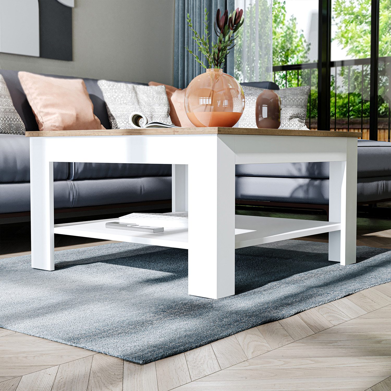 Roomart Wohnzimmertisch Couchtisch HELSINKI mit Ablageboden Wohnzimmertisch Sofatisch modern, Mit unterer Ablage, in zwei Formaten – Bild 3 von 5