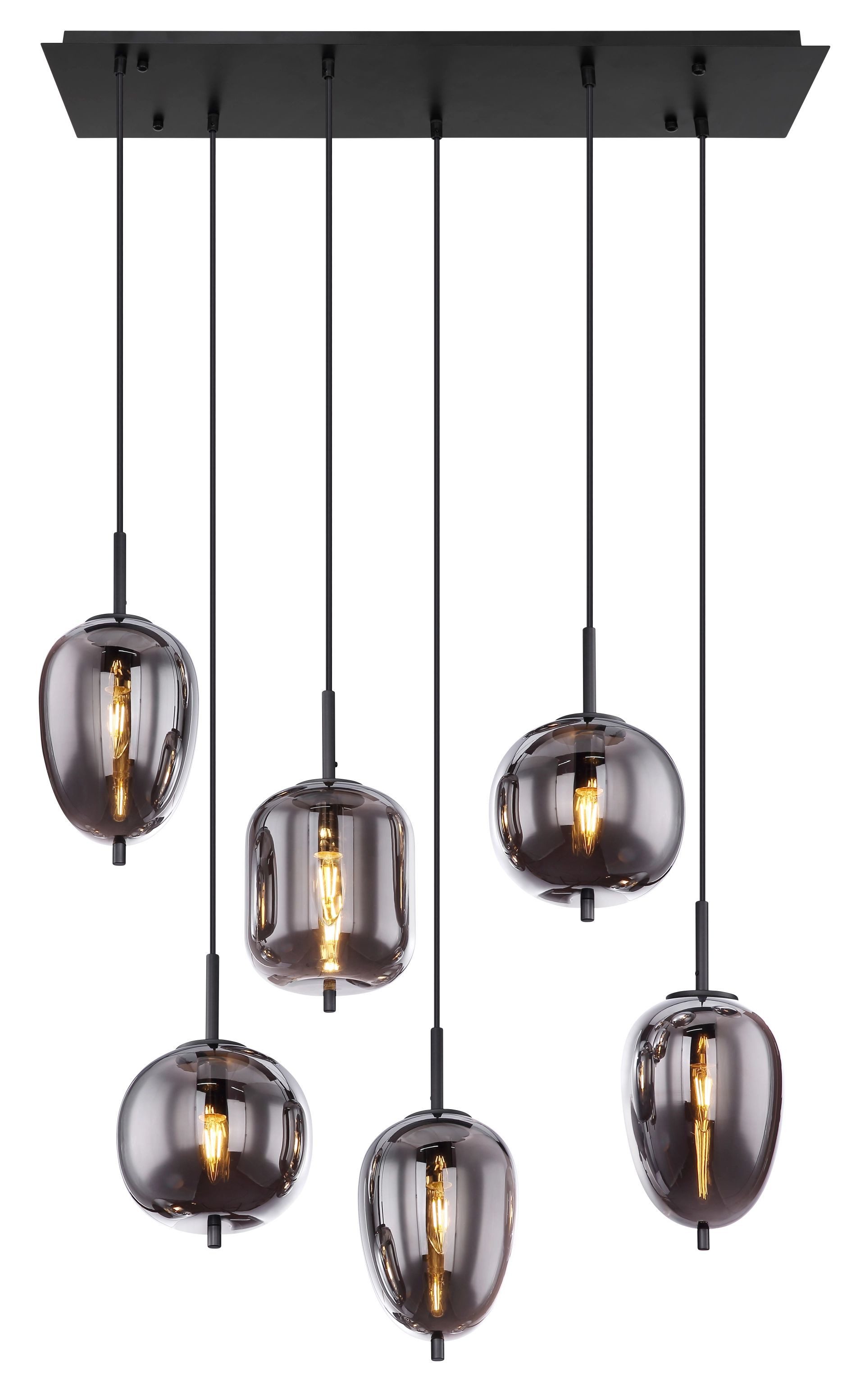GLOBO LIGHTING Pendelleuchte BLACKY, ohne Leuchtmittel, Hängelampe, Hängeleuchte, verschiedene Gläser, modern, Essbereich